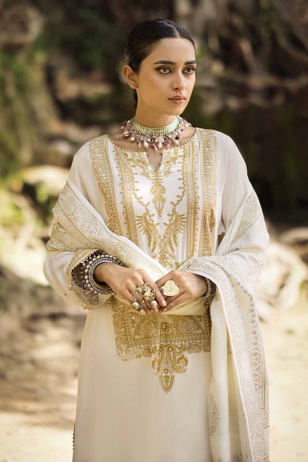 Gul Ahmed 3 Piece Custom Stitched Suit - Off-White - LB285000