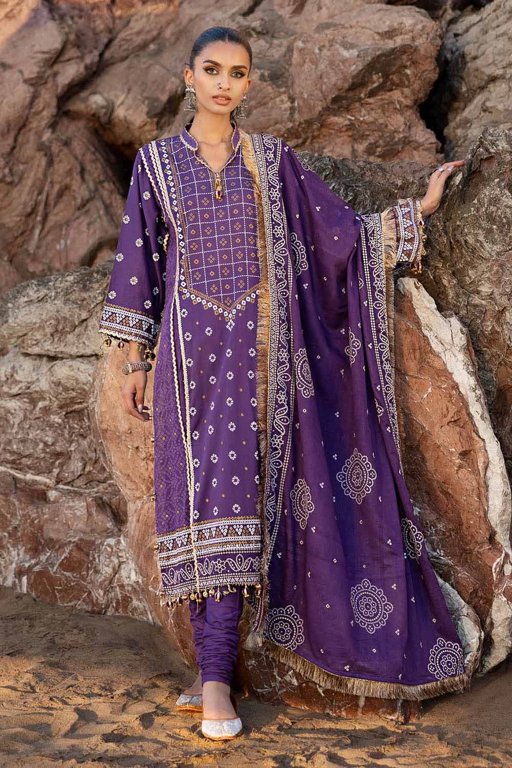 Gul Ahmed 3 Piece Custom Stitched Suit - Purple - LB29190