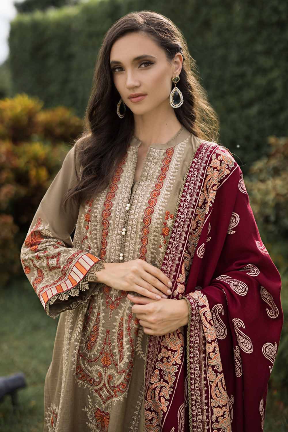 Gul Ahmed 3 Piece Custom Stitched Suit - Beige - LB284997