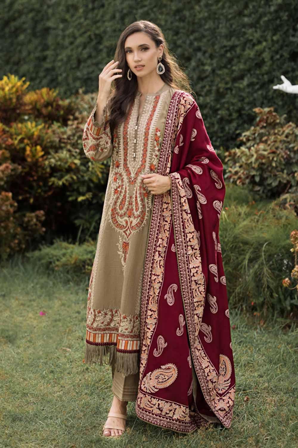 Gul Ahmed 3 Piece Custom Stitched Suit - Beige - LB284997