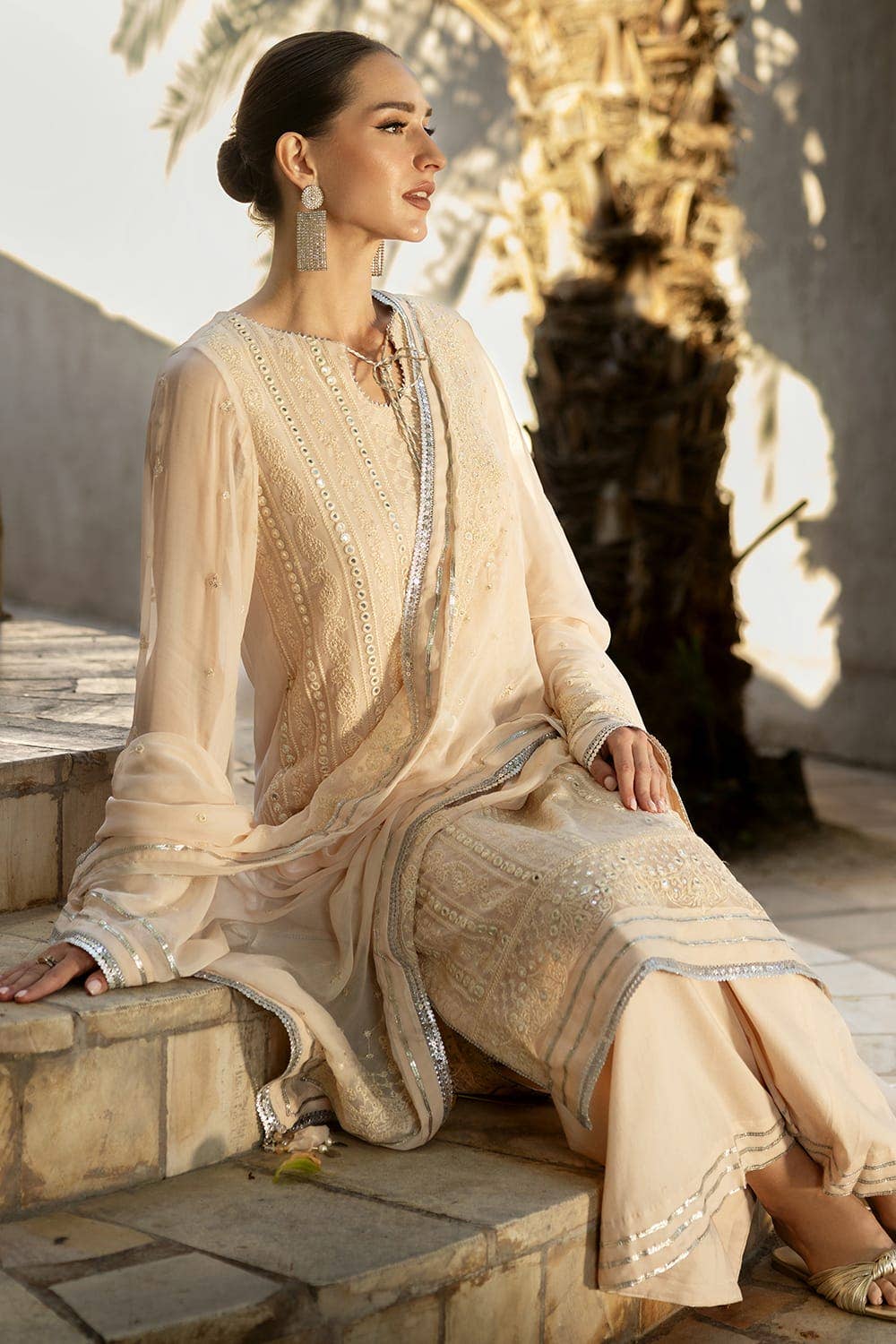 Gul Ahmed 3 Piece Custom Stitched Suit - Beige - LB289137