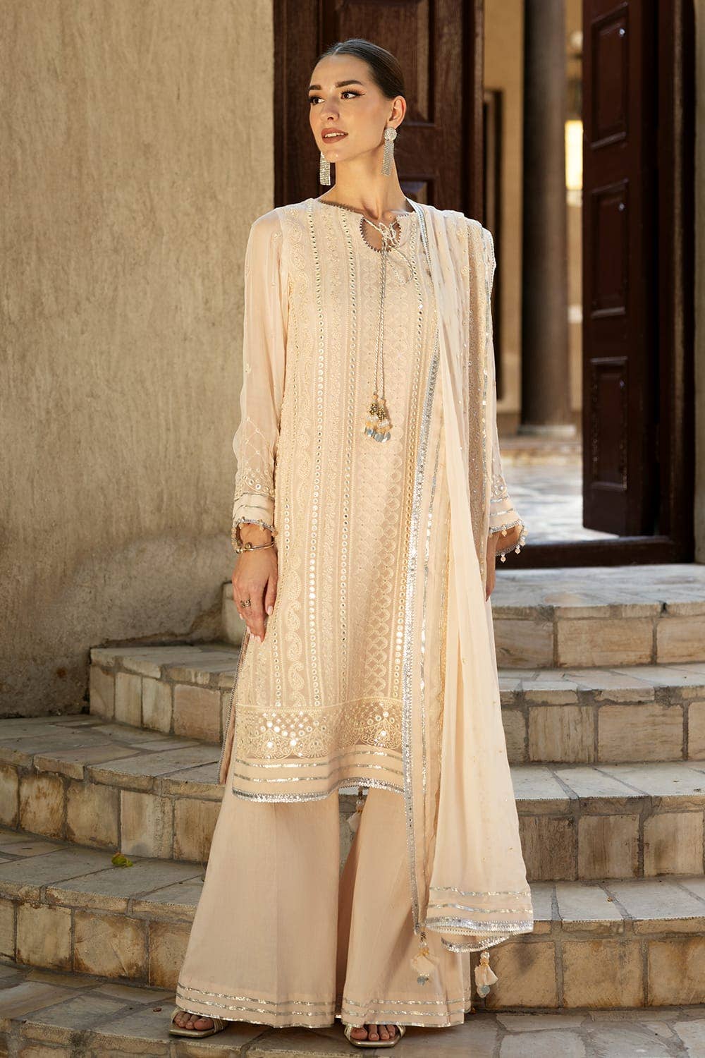 Gul Ahmed 3 Piece Custom Stitched Suit - Beige - LB289137