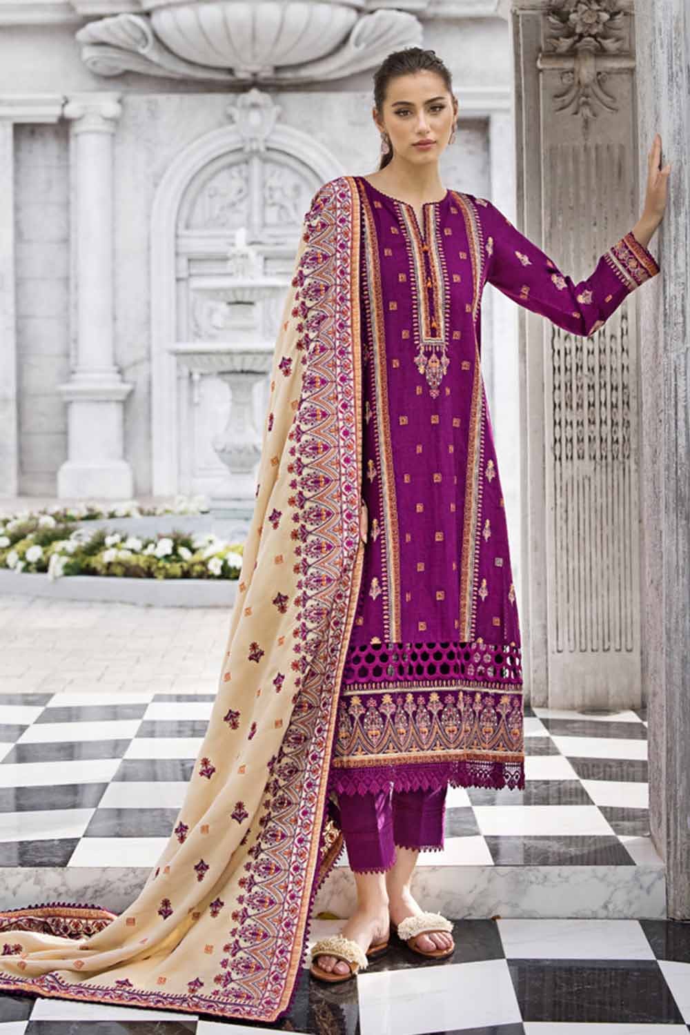 Gul Ahmed 3 Piece Custom Stitched Suit - Purple - LB284979