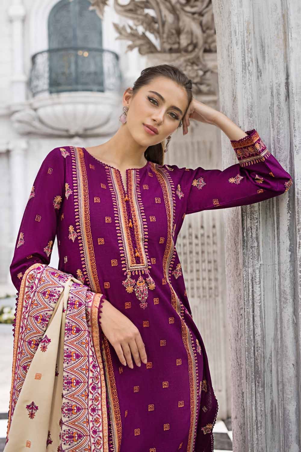 Gul Ahmed 3 Piece Custom Stitched Suit - Purple - LB284979