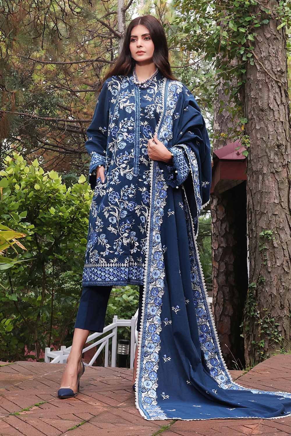 Gul Ahmed 3 Piece Custom Stitched Suit - Blue - LB284984