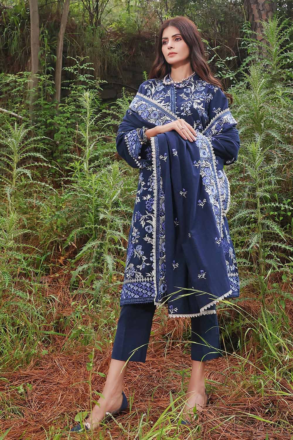 Gul Ahmed 3 Piece Custom Stitched Suit - Blue - LB284984