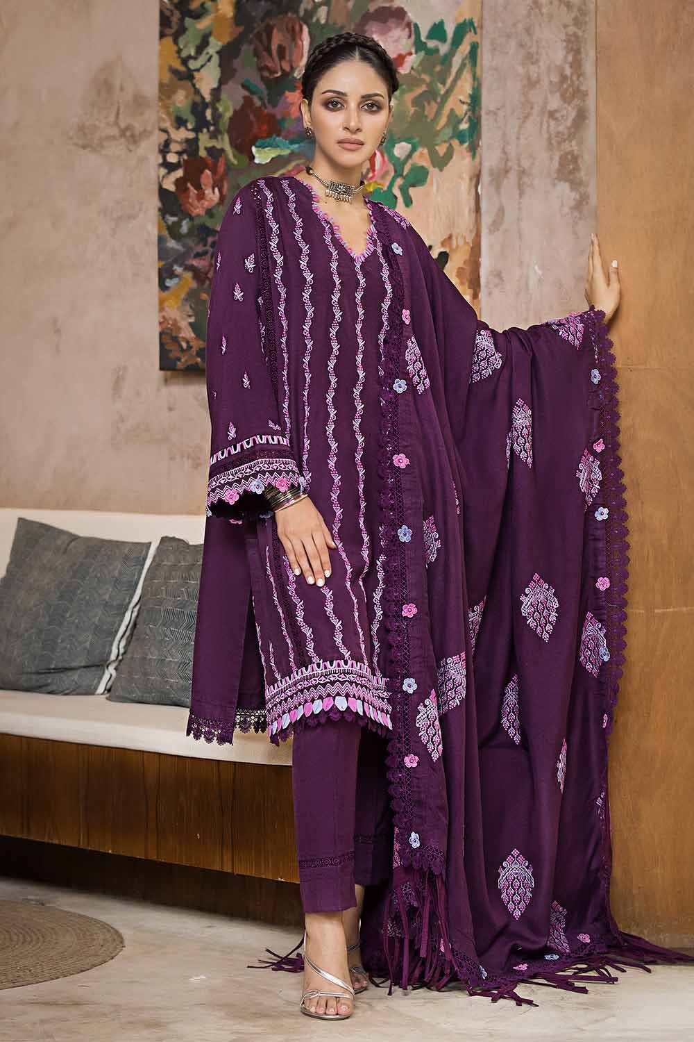 Gul Ahmed 3 Piece Custom Stitched Suit - Purple - LB284977