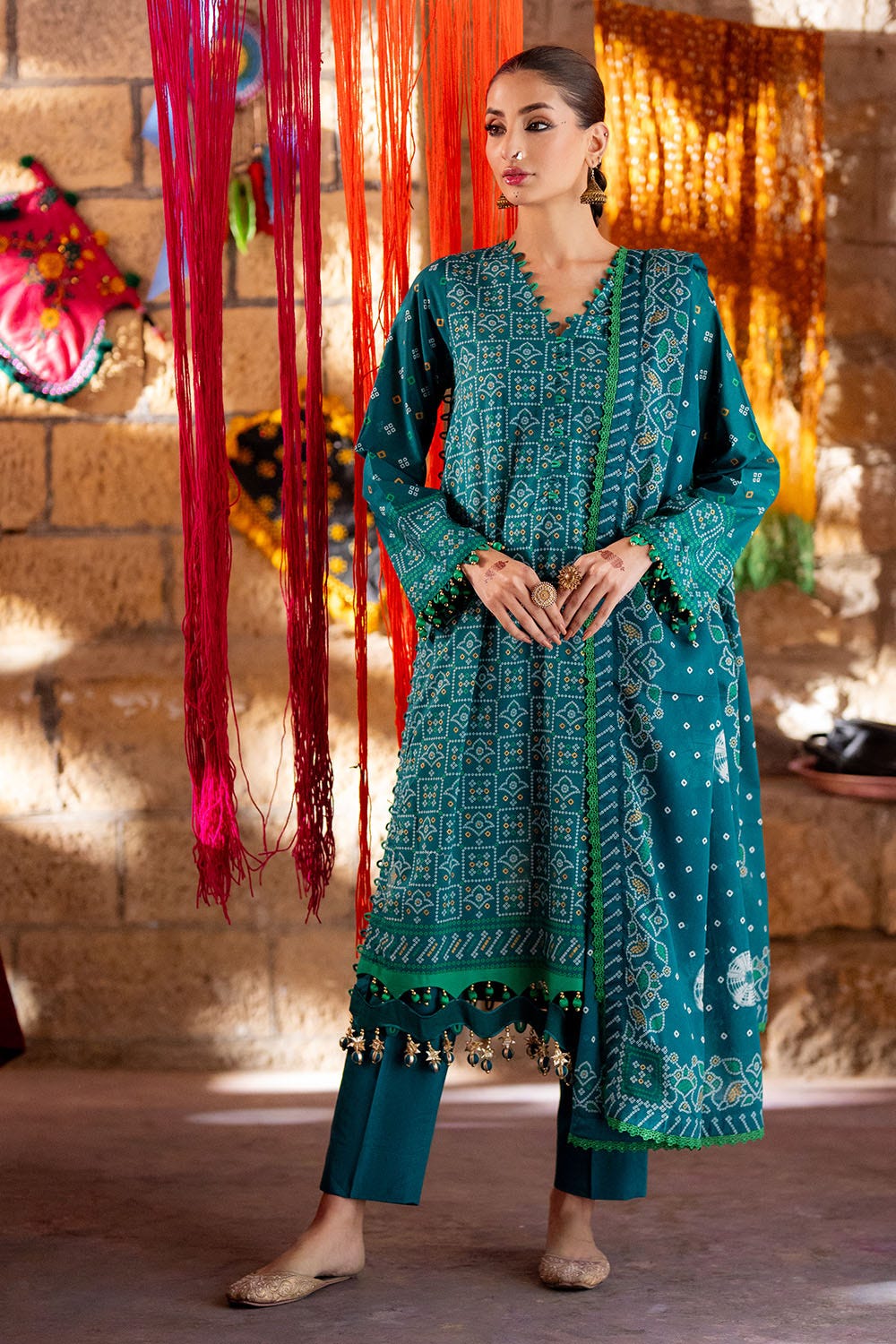 Gul Ahmed 3 Piece Custom Stitched Suit - Green - LB29169