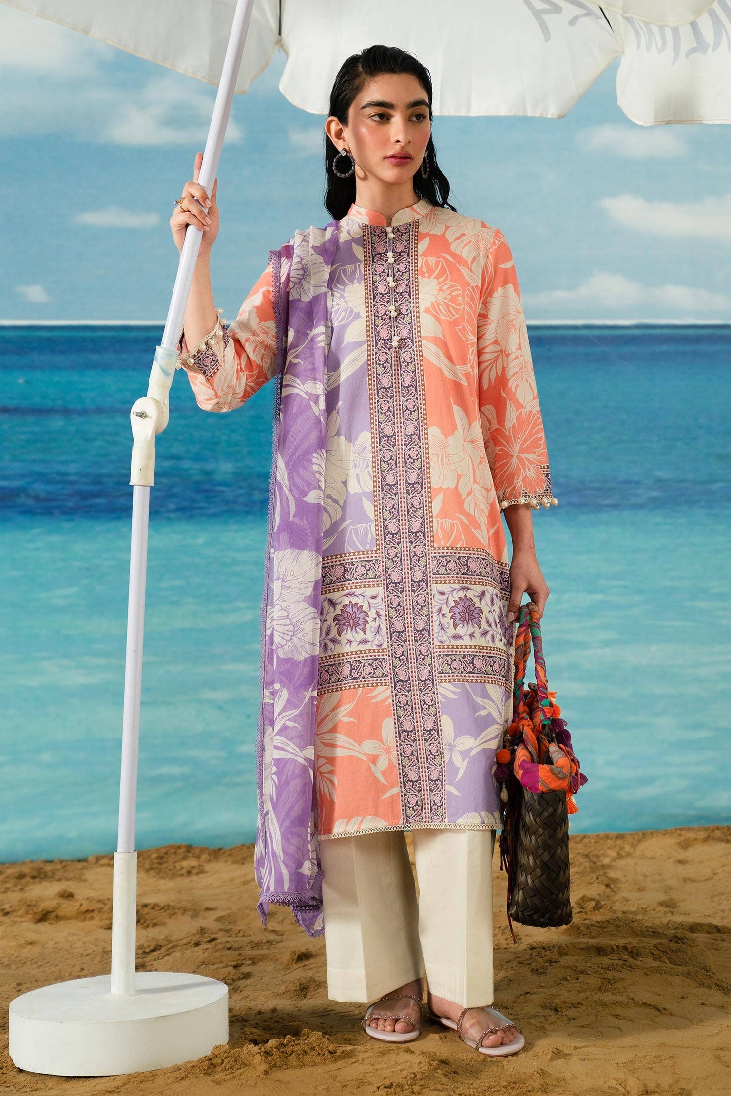 Sana Safinaz 2 Piece Custom Stitched Suit - Purple - LB286888