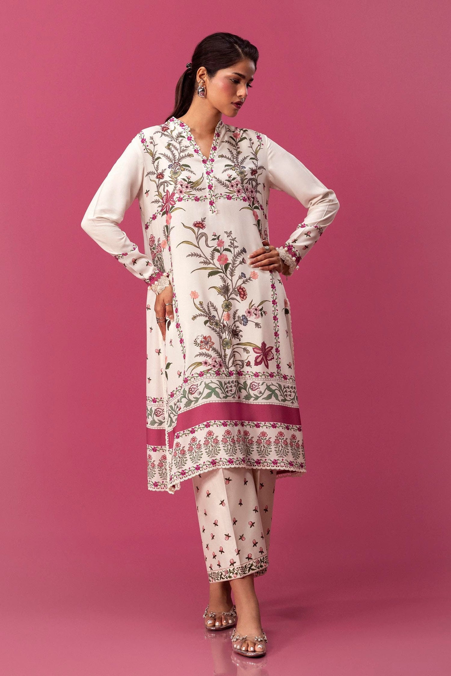 Sana Safinaz 2 Piece Custom Stitched Suit - Off-White - LB288028