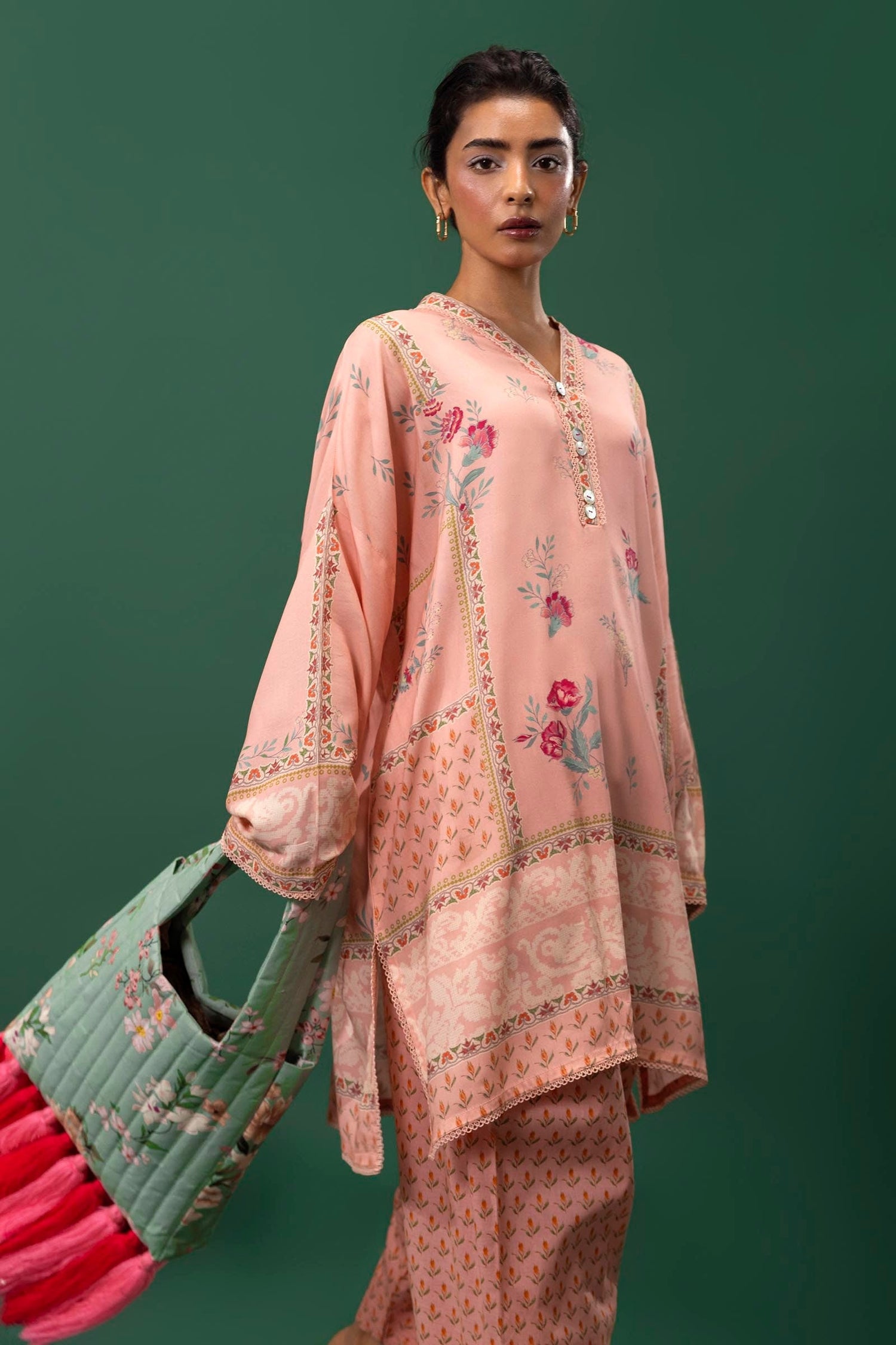 Sana Safinaz 2 Piece Custom Stitched Suit - Pink - LB288030