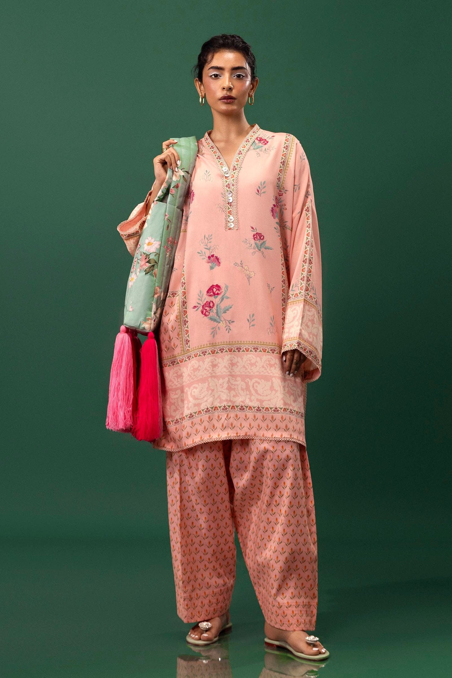 Sana Safinaz 2 Piece Custom Stitched Suit - Pink - LB288030