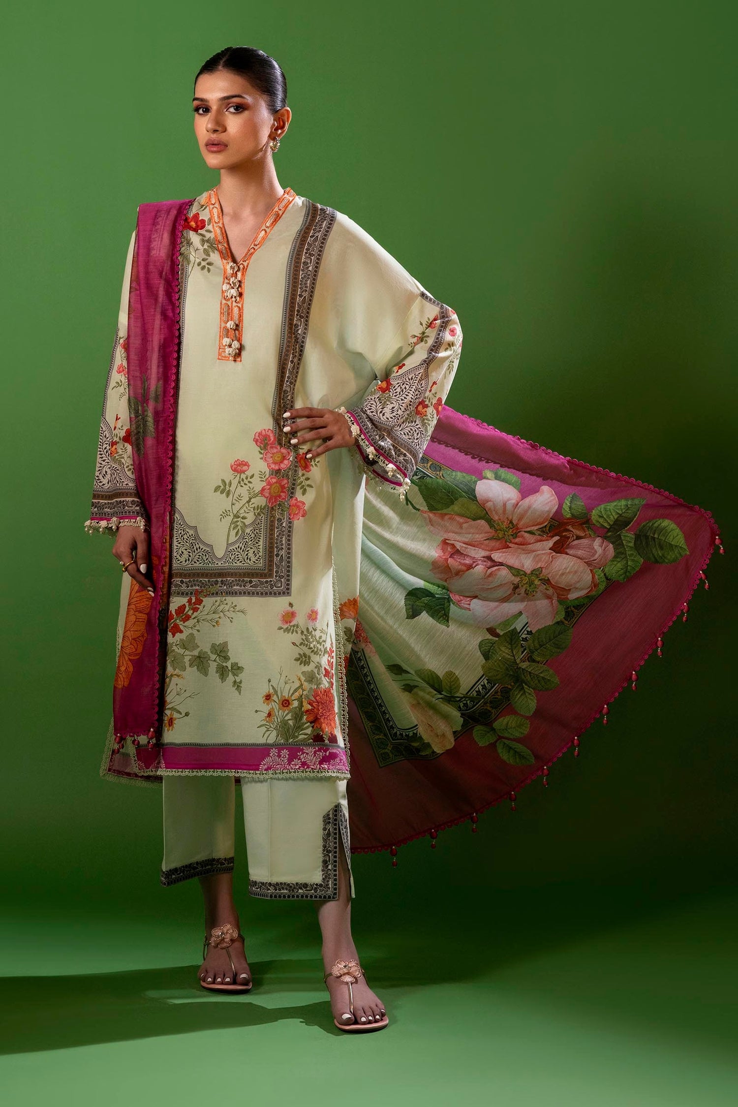 Sana Safinaz 3 Piece Custom Stitched Suit - Pink - LB29415