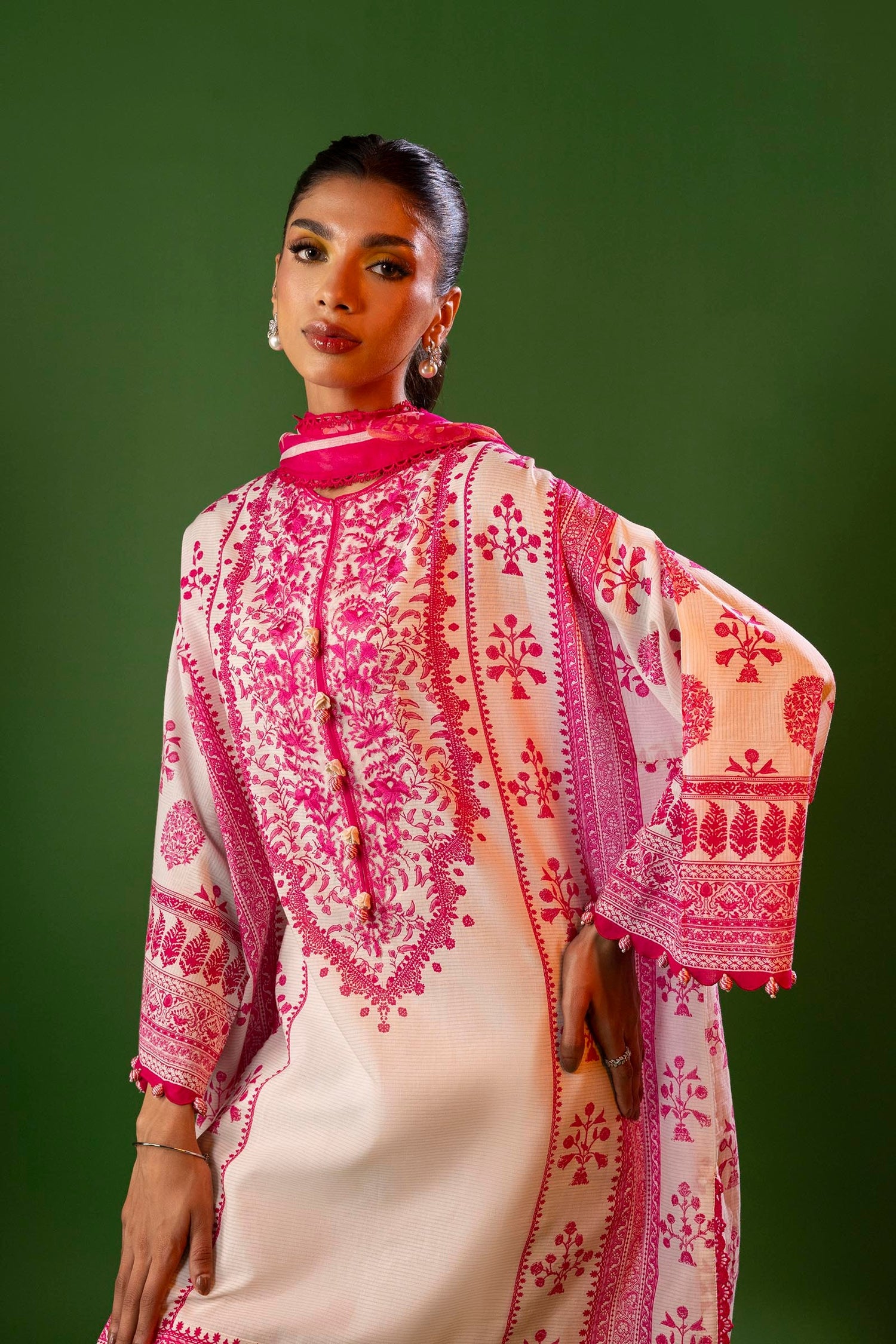 Sana Safinaz 3 Piece Custom Stitched Suit - Pink - LB29413