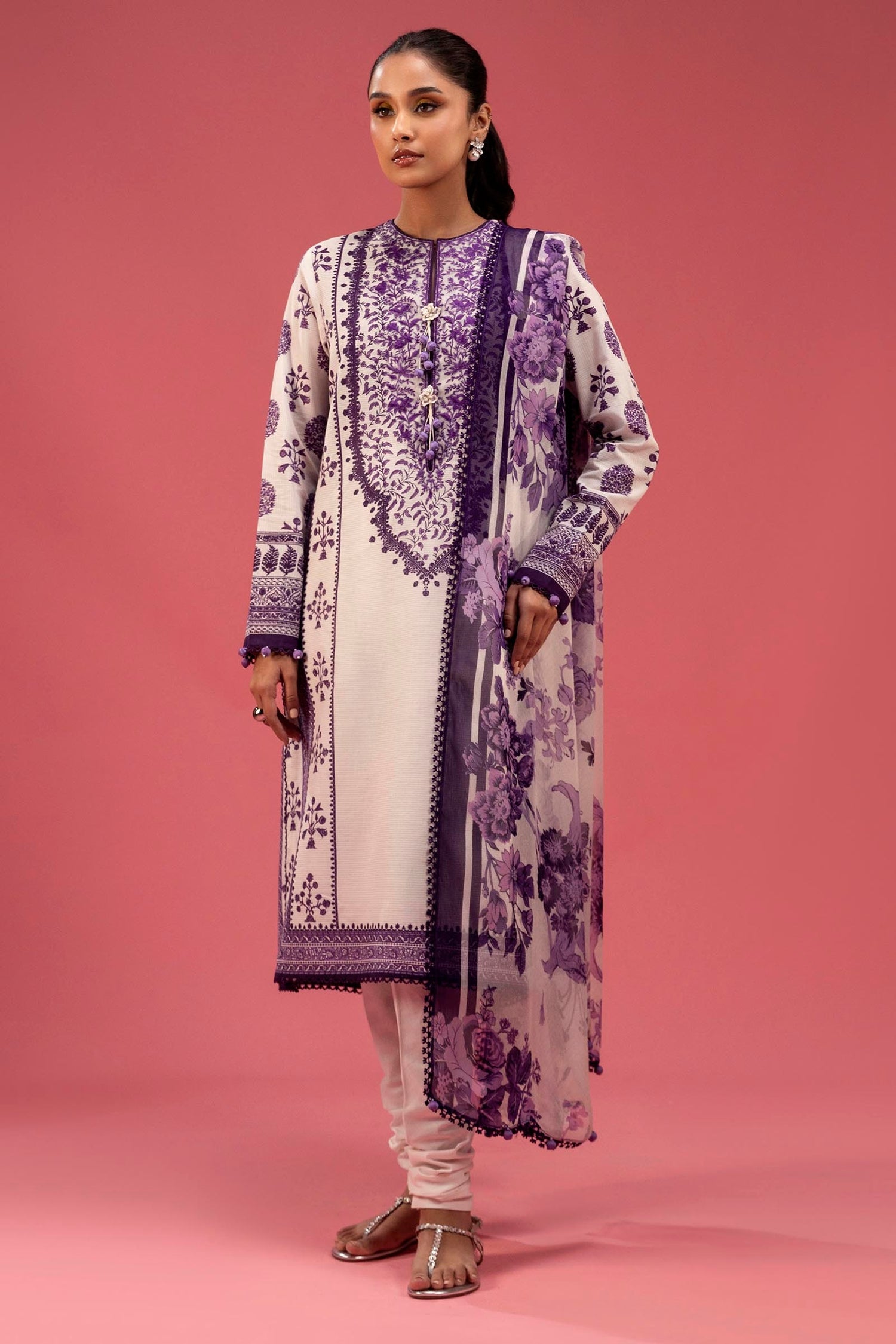 Sana Safinaz 3 Piece Custom Stitched Suit - Purple - LB29414