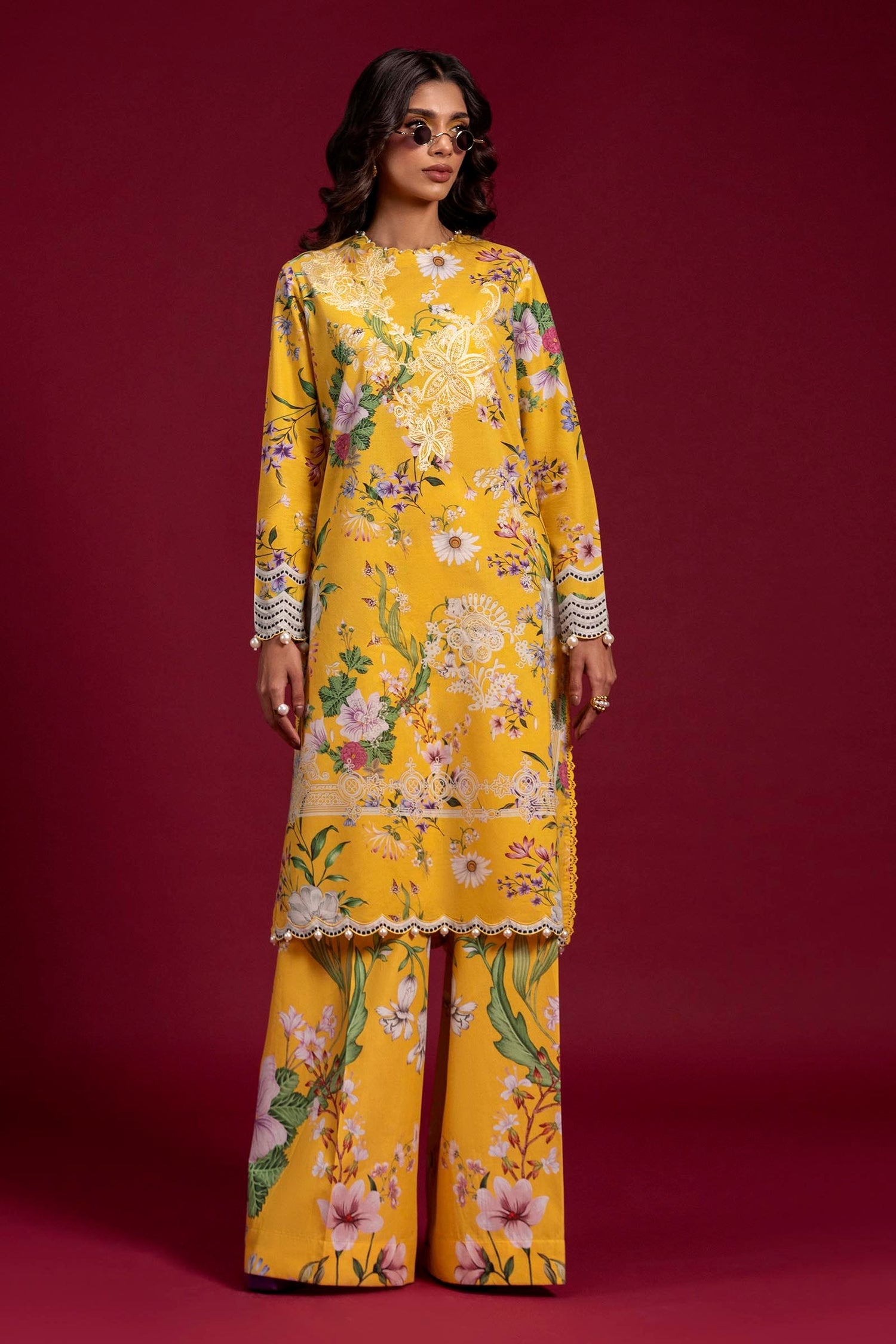 Sana Safinaz 2 Piece Custom Stitched Suit - Yellow - LB29423