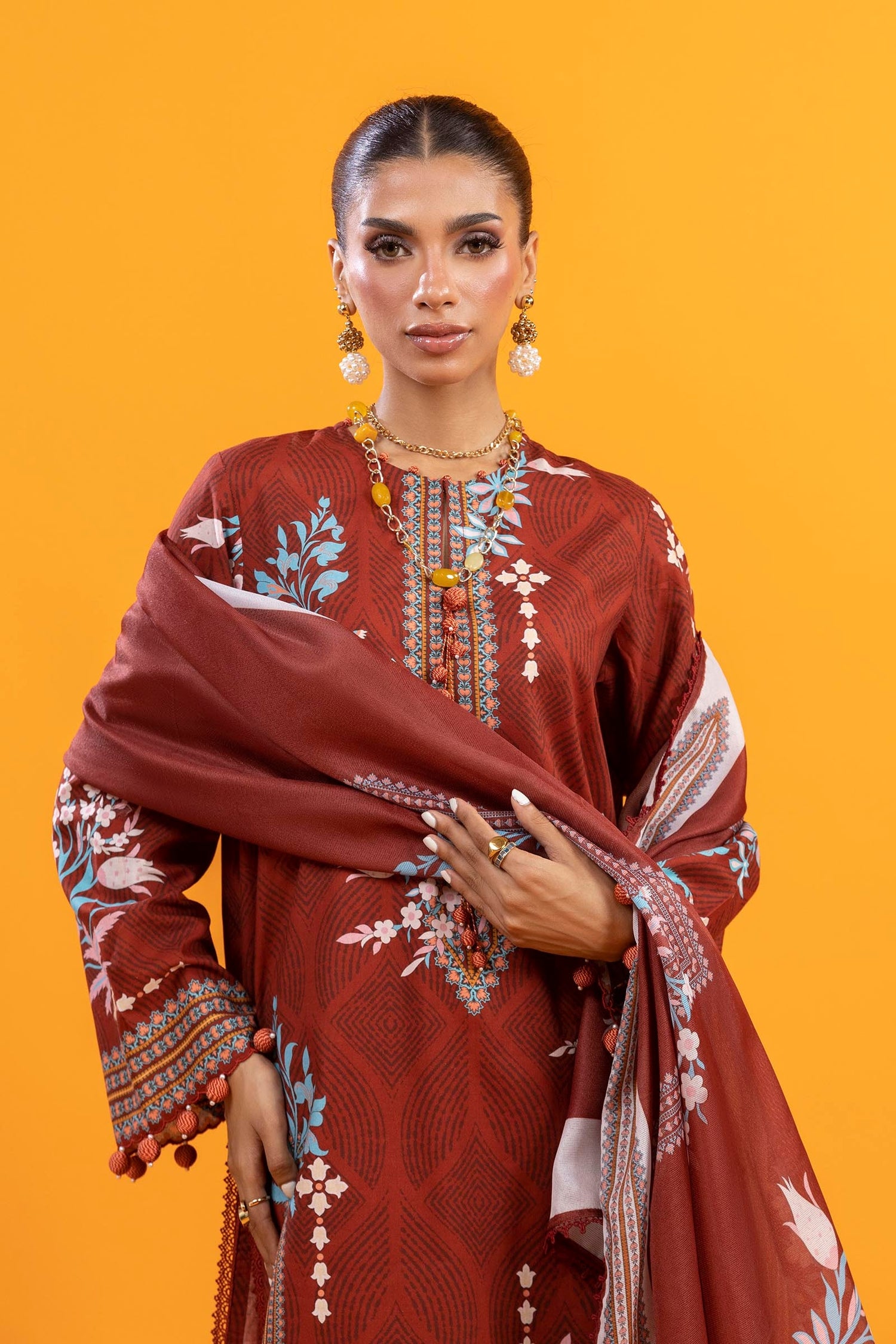 Sana Safinaz 3 Piece Custom Stitched Suit - Maroon - LB30617
