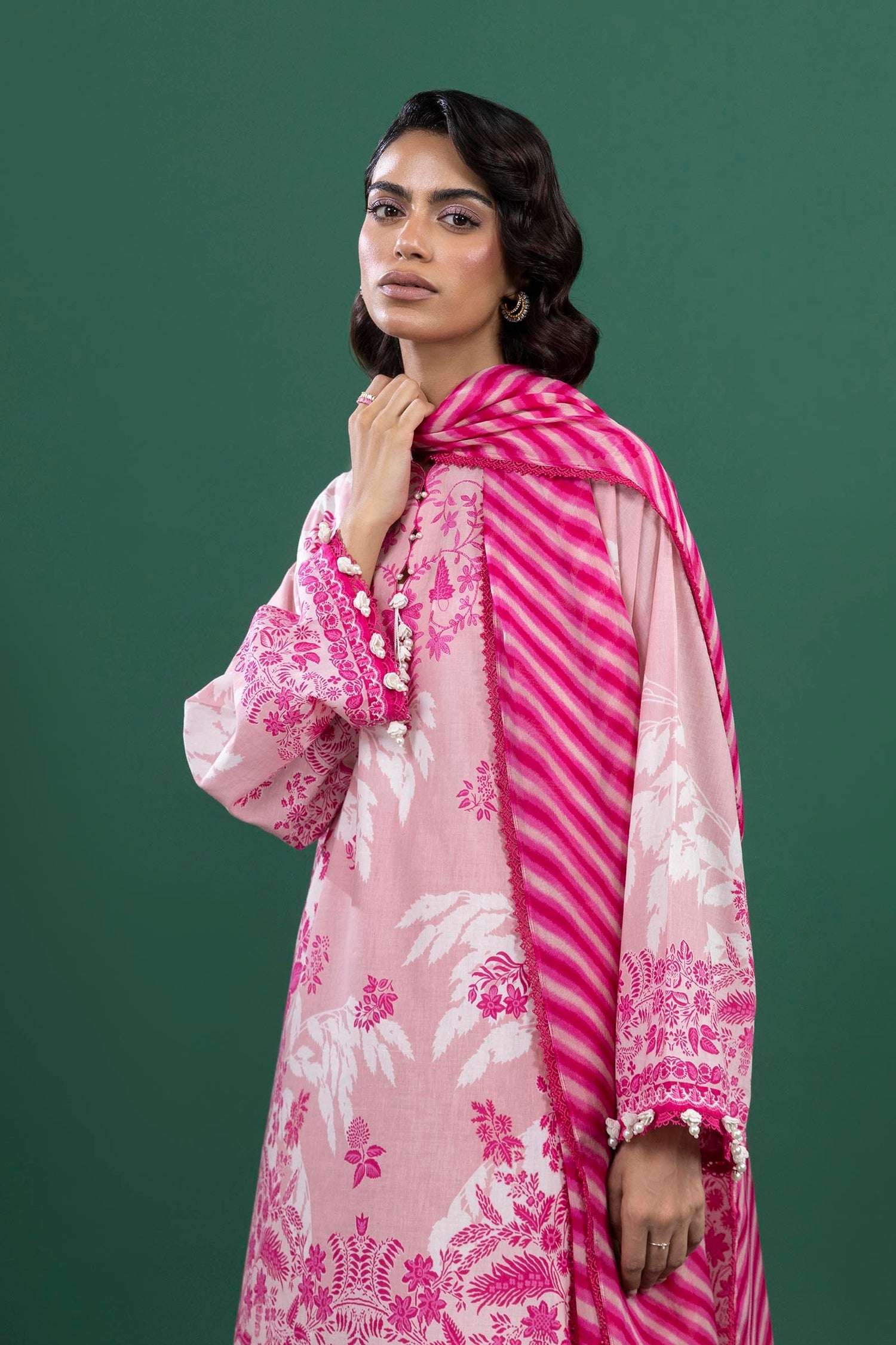 Sana Safinaz 3 Piece Custom Stitched Suit - Pink - LB30616