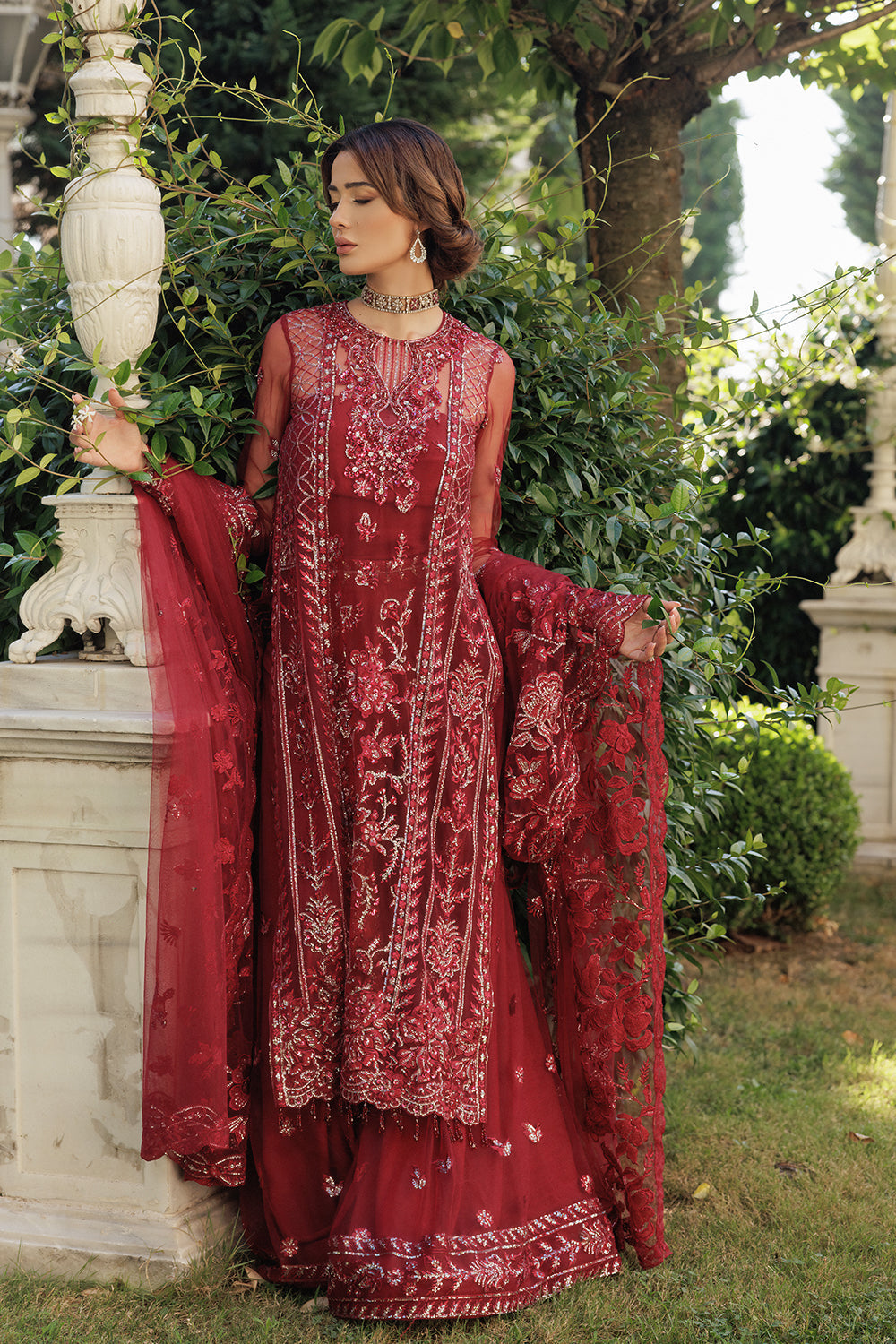 Saira Rizwan 3 Piece Custom Stitched Suit - Red - LB284431