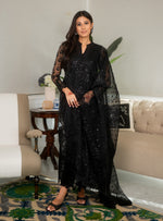 Libasco Zainab Chottani 3 Piece Custom Stitched Suit - Black - LB288921