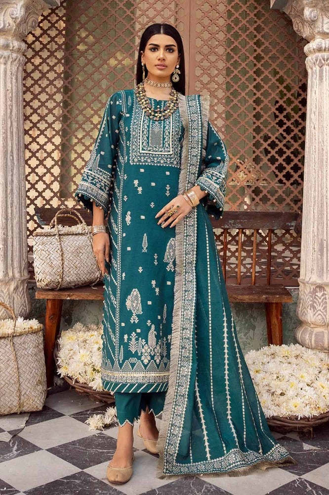 Gul Ahmed 3 Piece Custom Stitched Suit - Green - LB286243