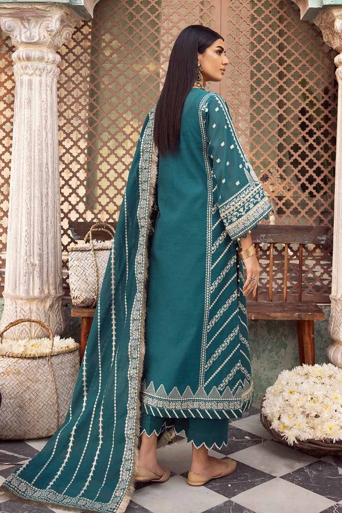 Gul Ahmed 3 Piece Custom Stitched Suit - Green - LB286243