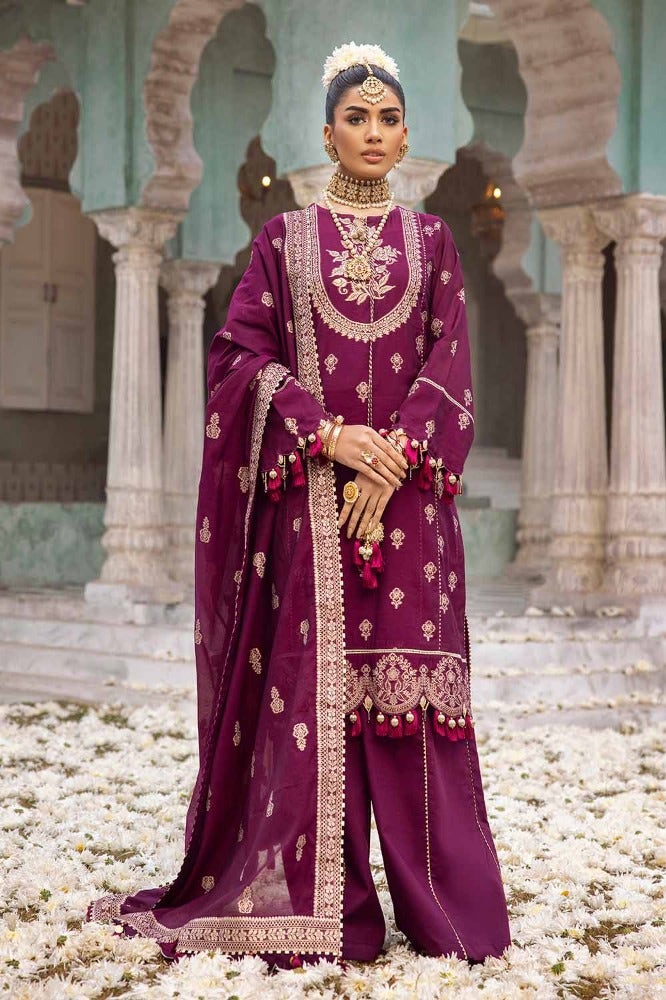 Gul Ahmed 3 Piece Custom Stitched Suit - Purple - LB286261