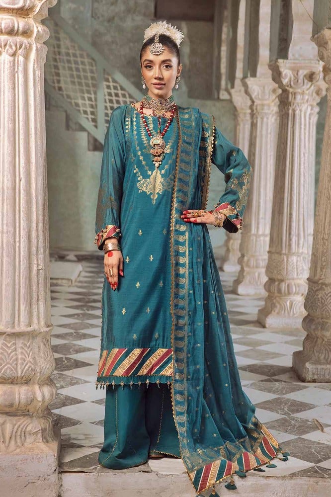 Gul Ahmed 3 Piece Custom Stitched Suit - Blue - LB286262