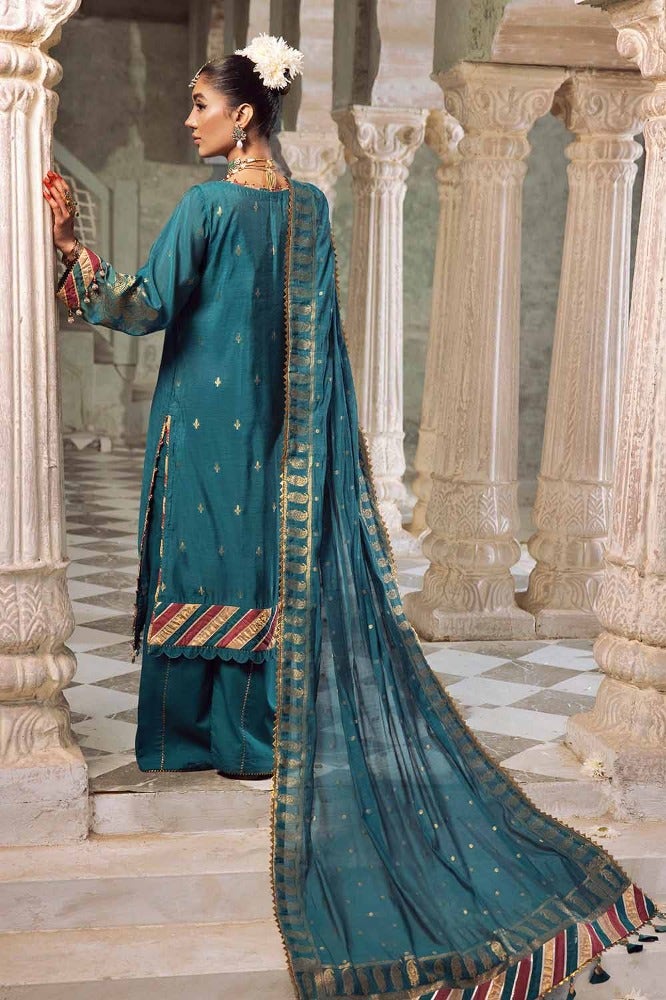 Gul Ahmed 3 Piece Custom Stitched Suit - Blue - LB286262