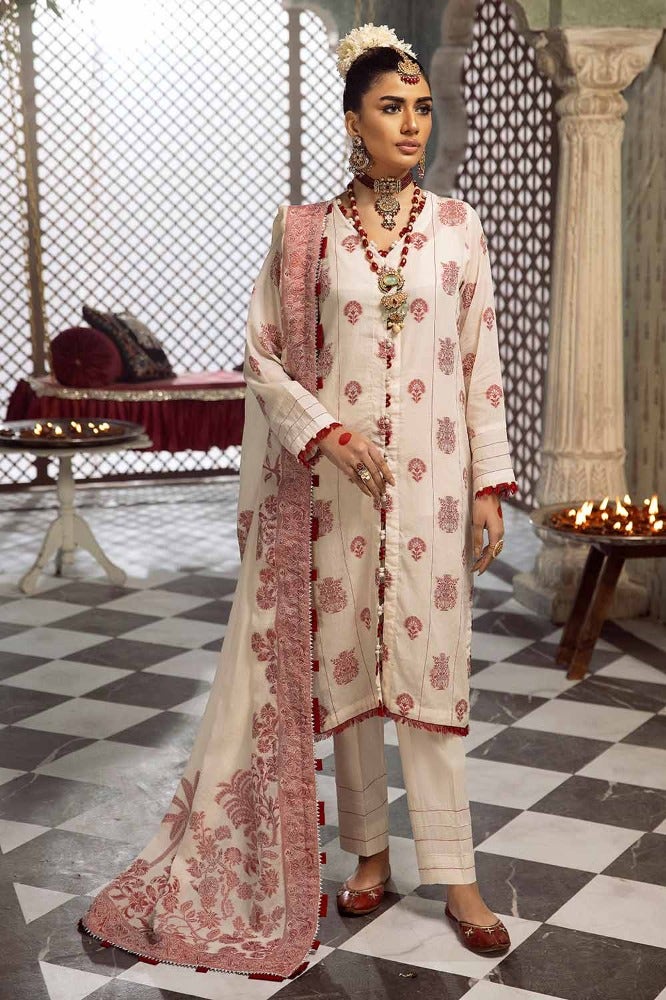 Gul Ahmed 3 Piece Custom Stitched Suit - Off-White - LB286263