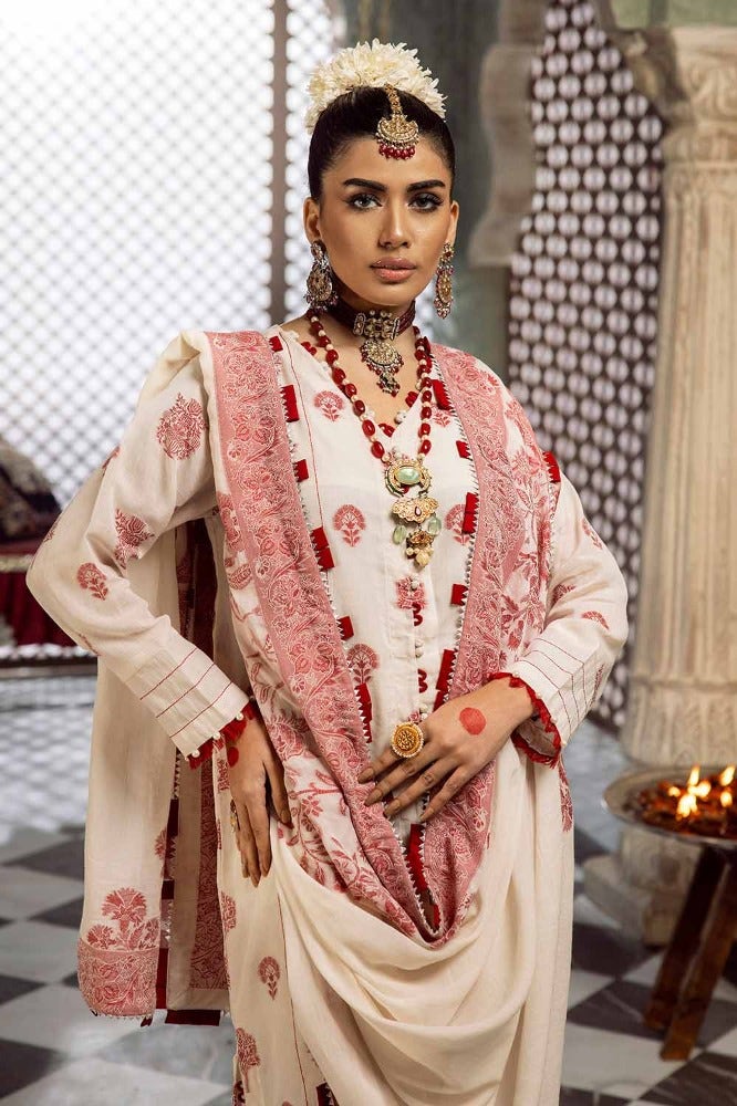 Gul Ahmed 3 Piece Custom Stitched Suit - Off-White - LB286263