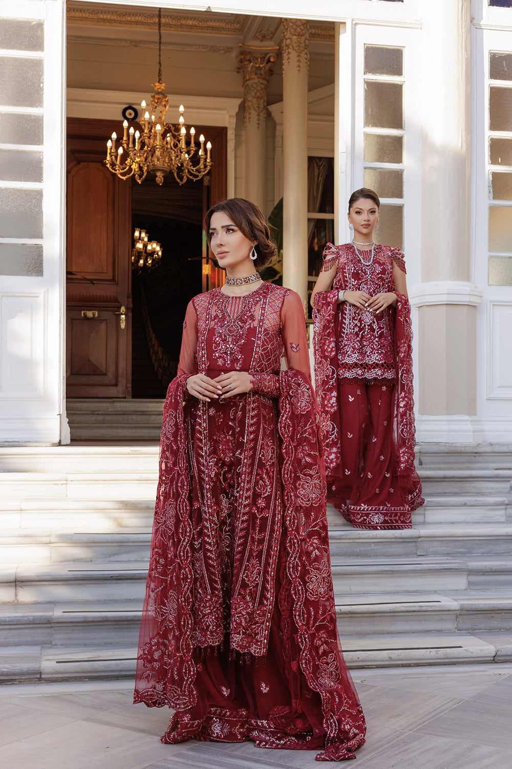 Saira Rizwan 3 Piece Custom Stitched Suit - Red - LB284431