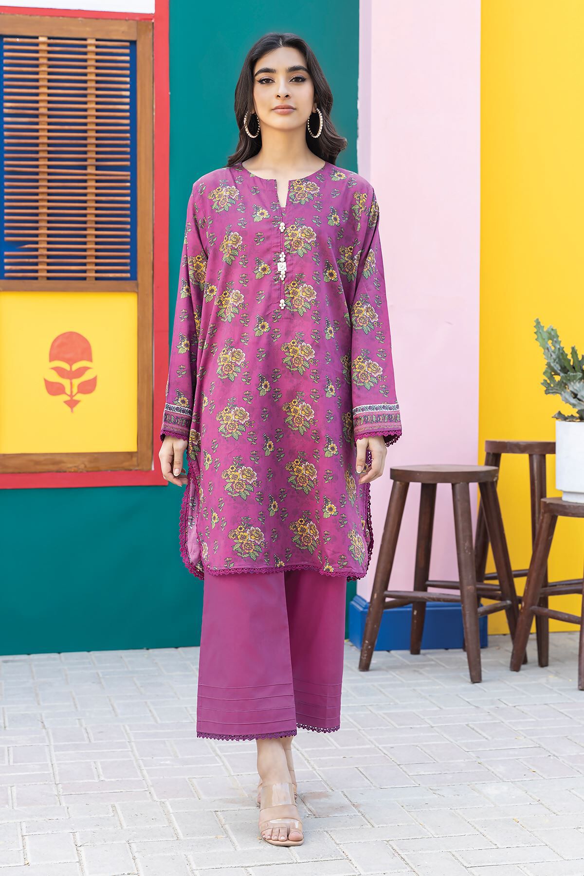 Khaadi 2 Piece Custom Stitched Suit - Purple - LB285602