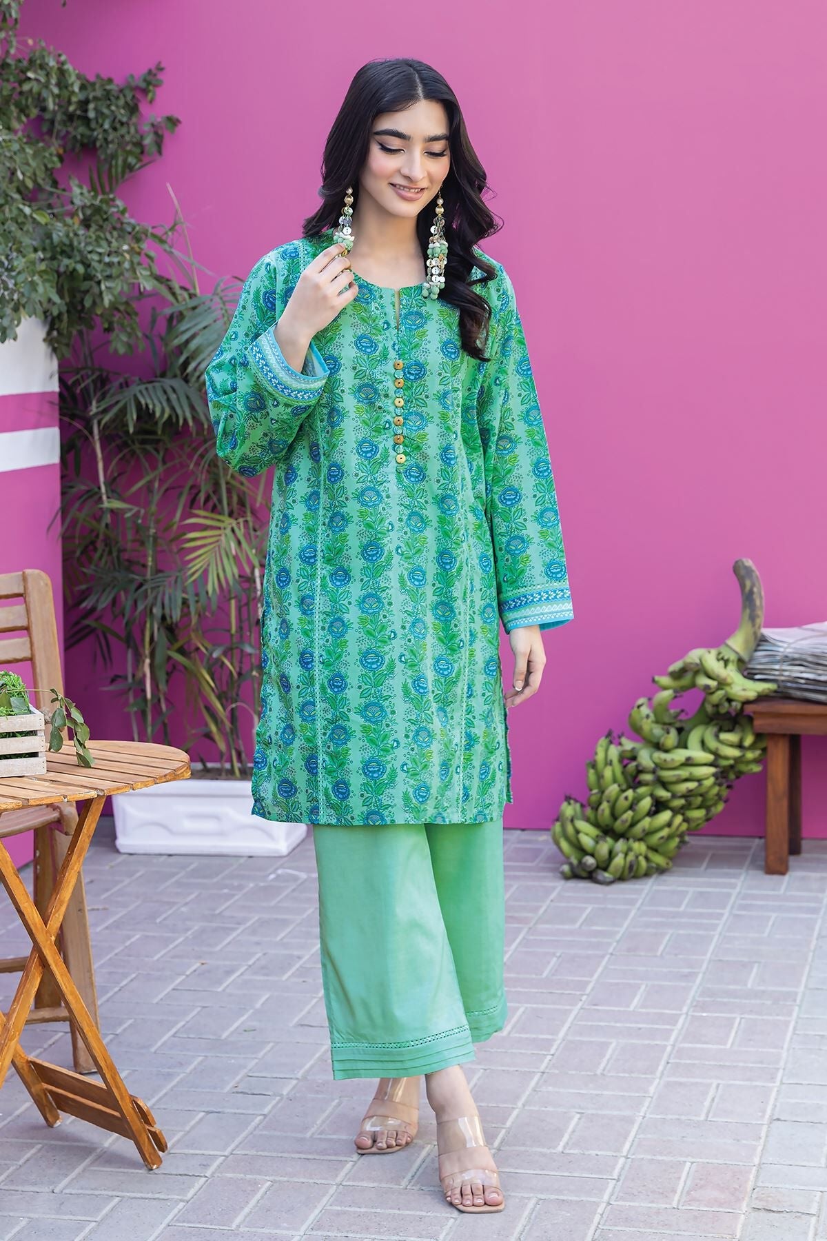 Khaadi 2 Piece Custom Stitched Suit - Green - LB285594