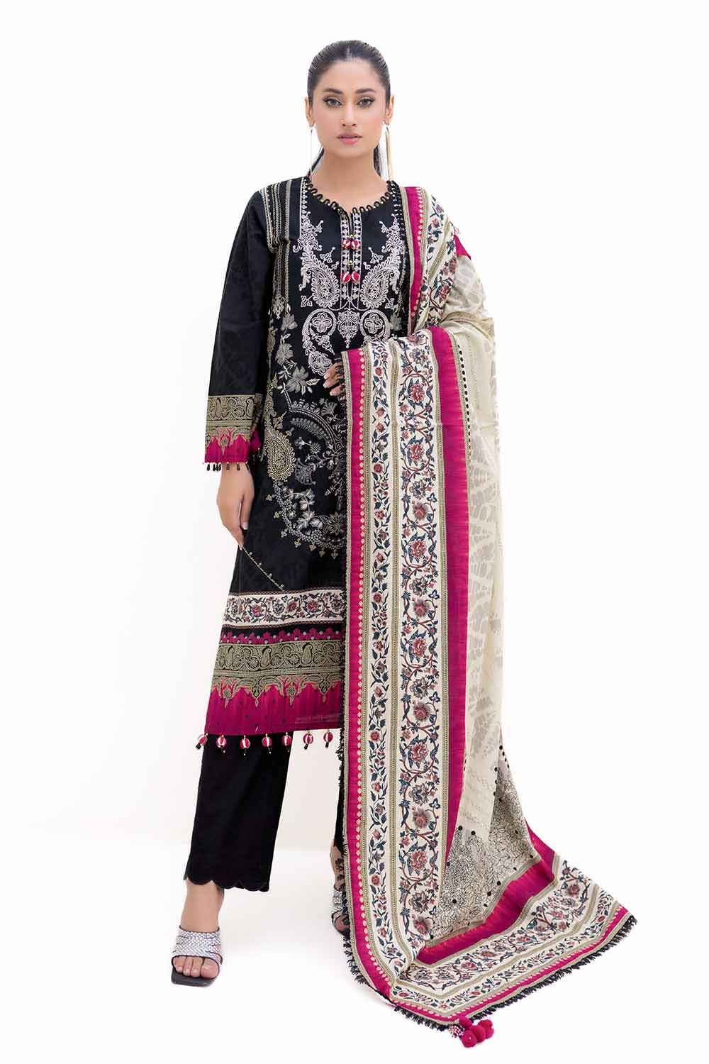 Gul Ahmed 3 Piece Custom Stitched Suit - Black - LB287982