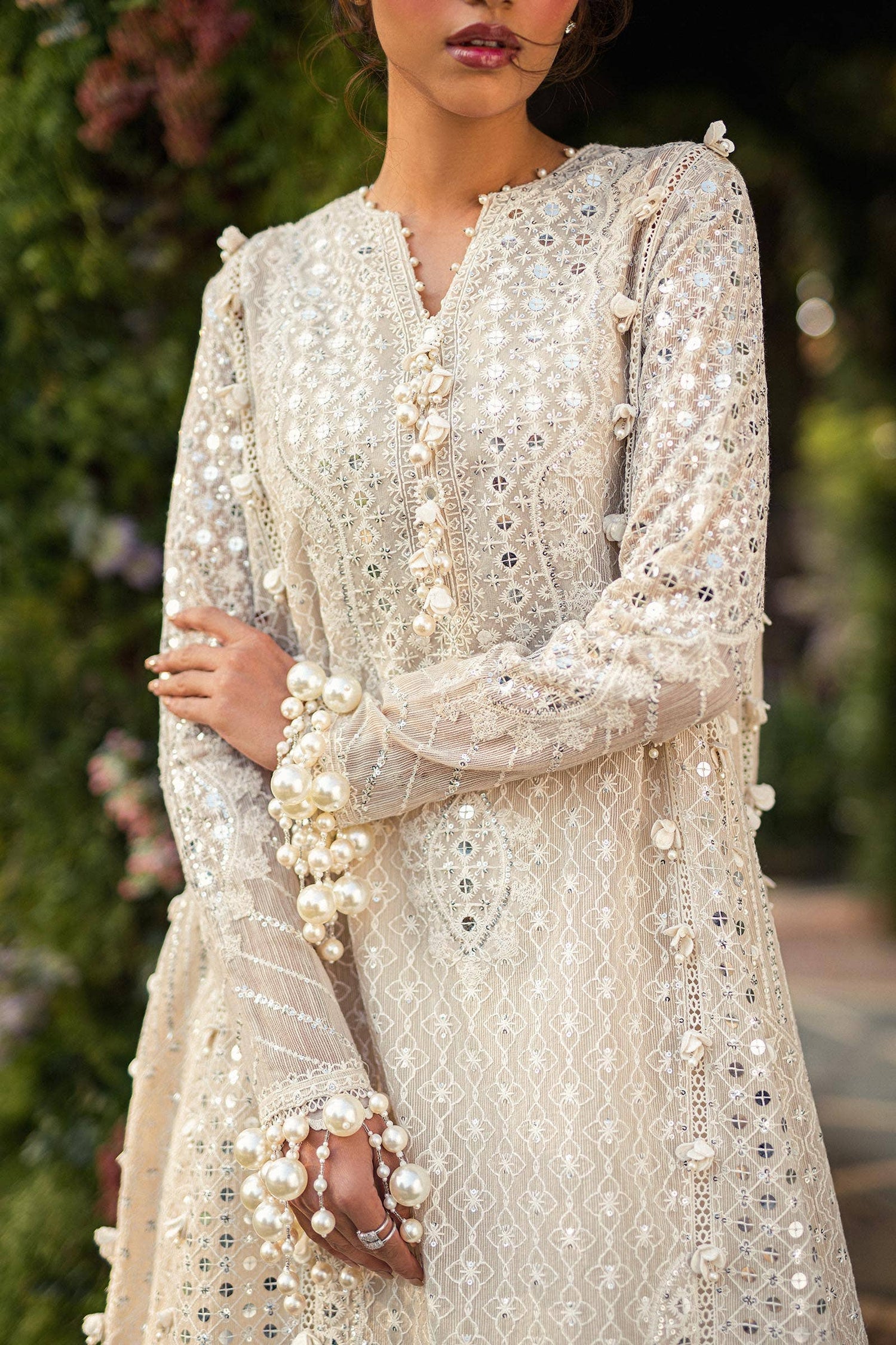 Sana Safinaz 3 Piece Custom Stitched Suit - White - LB286590