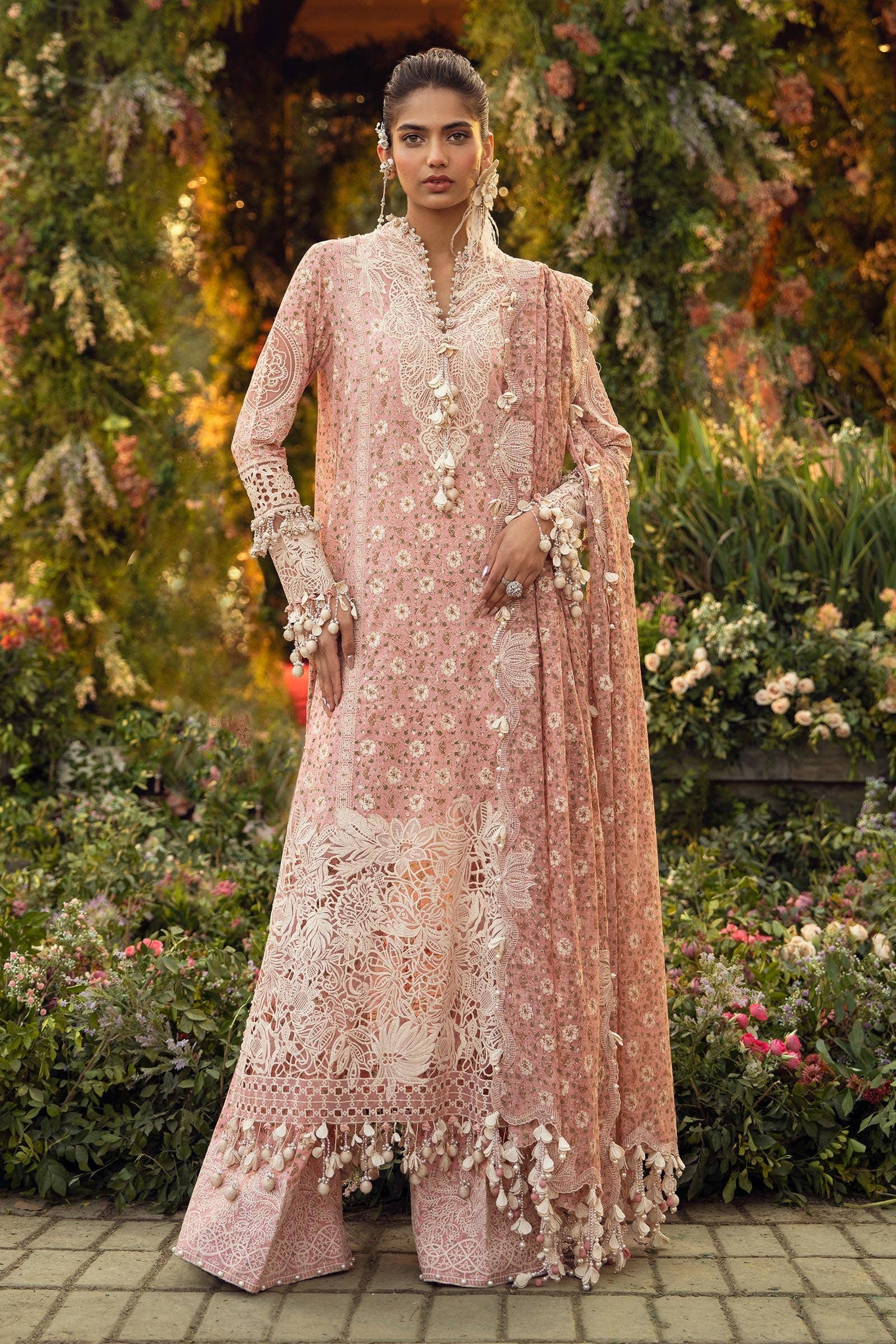 Sana Safinaz 3 Piece Custom Stitched Suit - Pink - LB286582