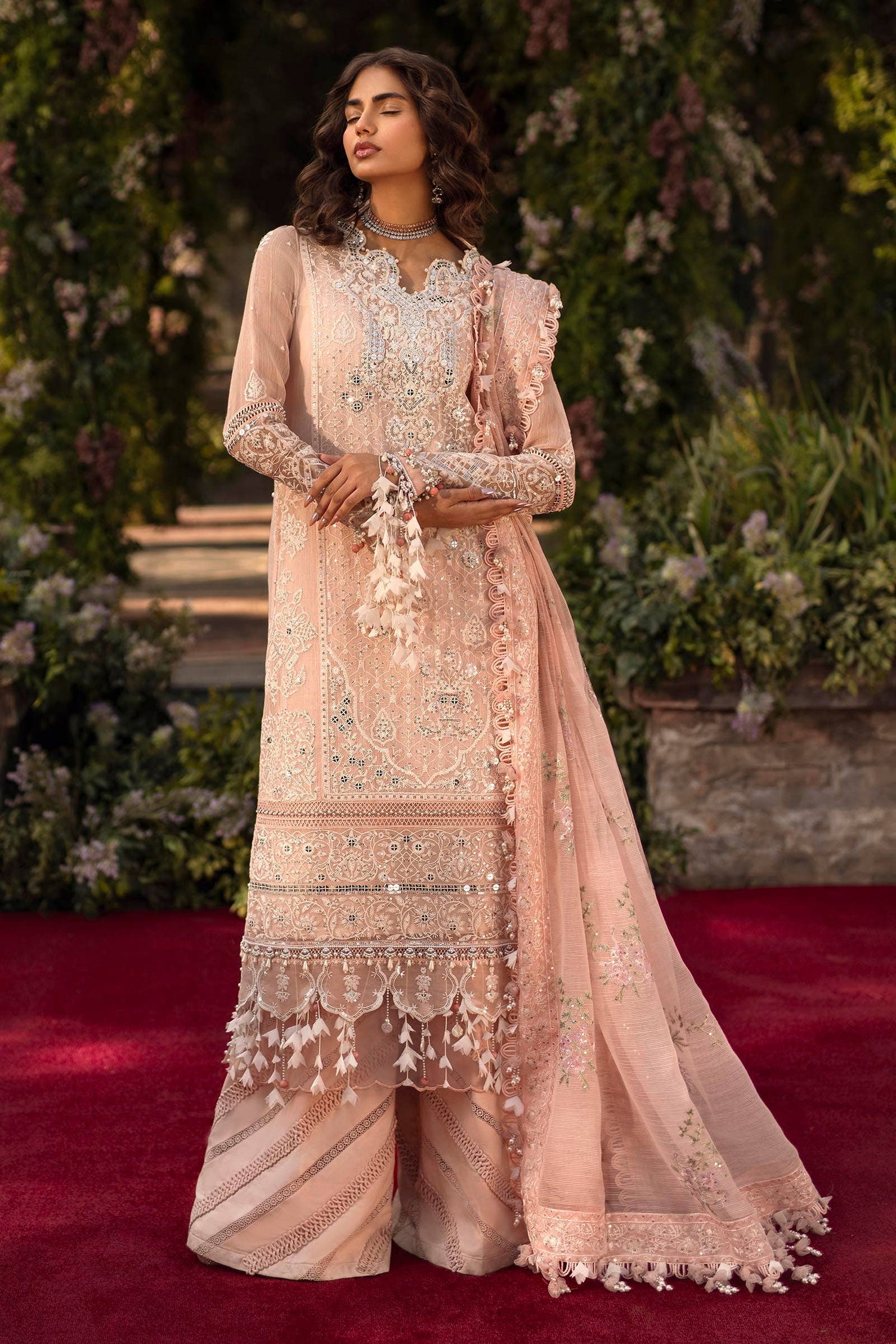 Sana Safinaz 3 Piece Custom Stitched Suit - Pink - LB286588