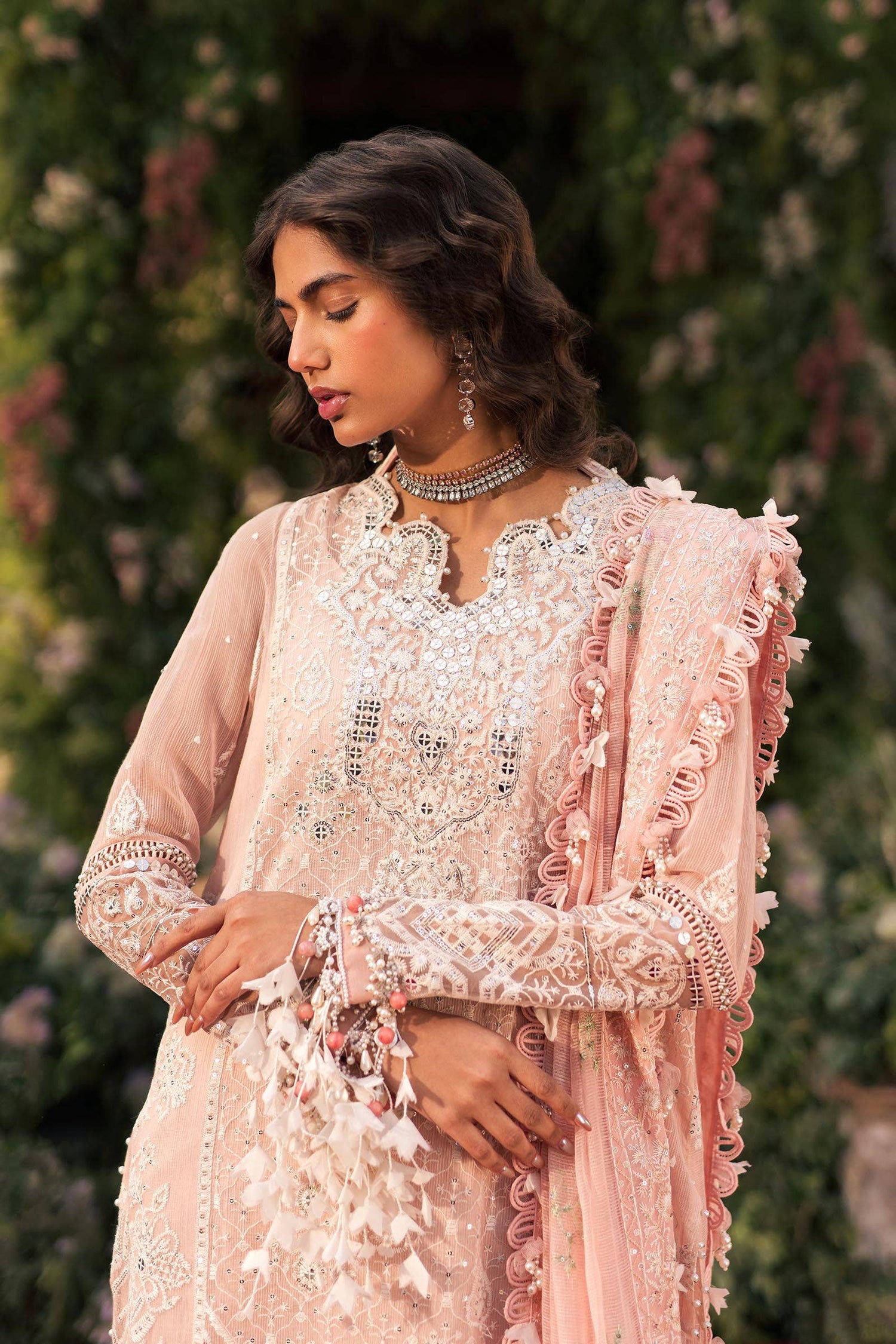 Sana Safinaz 3 Piece Custom Stitched Suit - Pink - LB286588