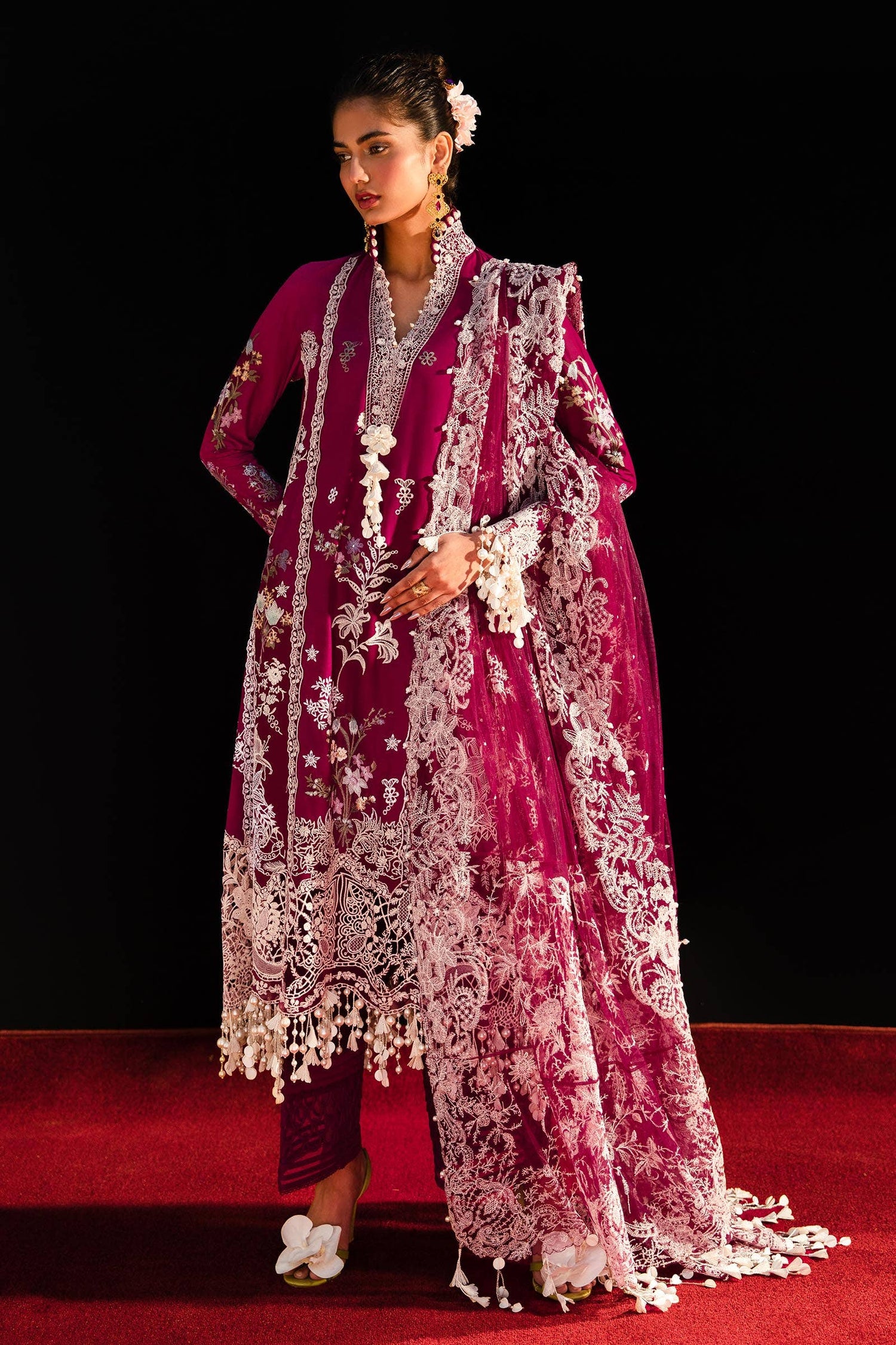 Sana Safinaz 3 Piece Custom Stitched Suit - Purple - LB286583