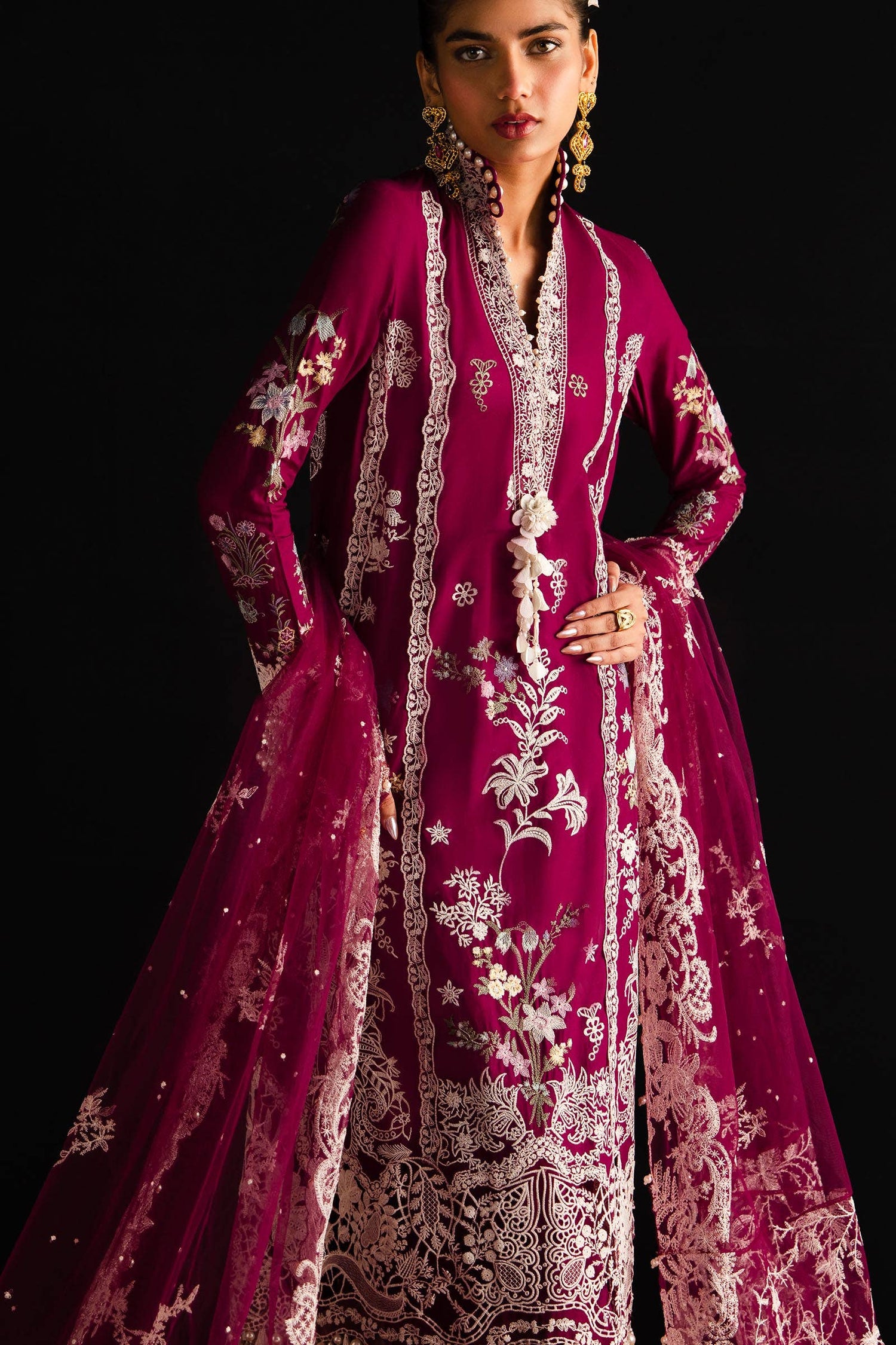 Sana Safinaz 3 Piece Custom Stitched Suit - Purple - LB286583