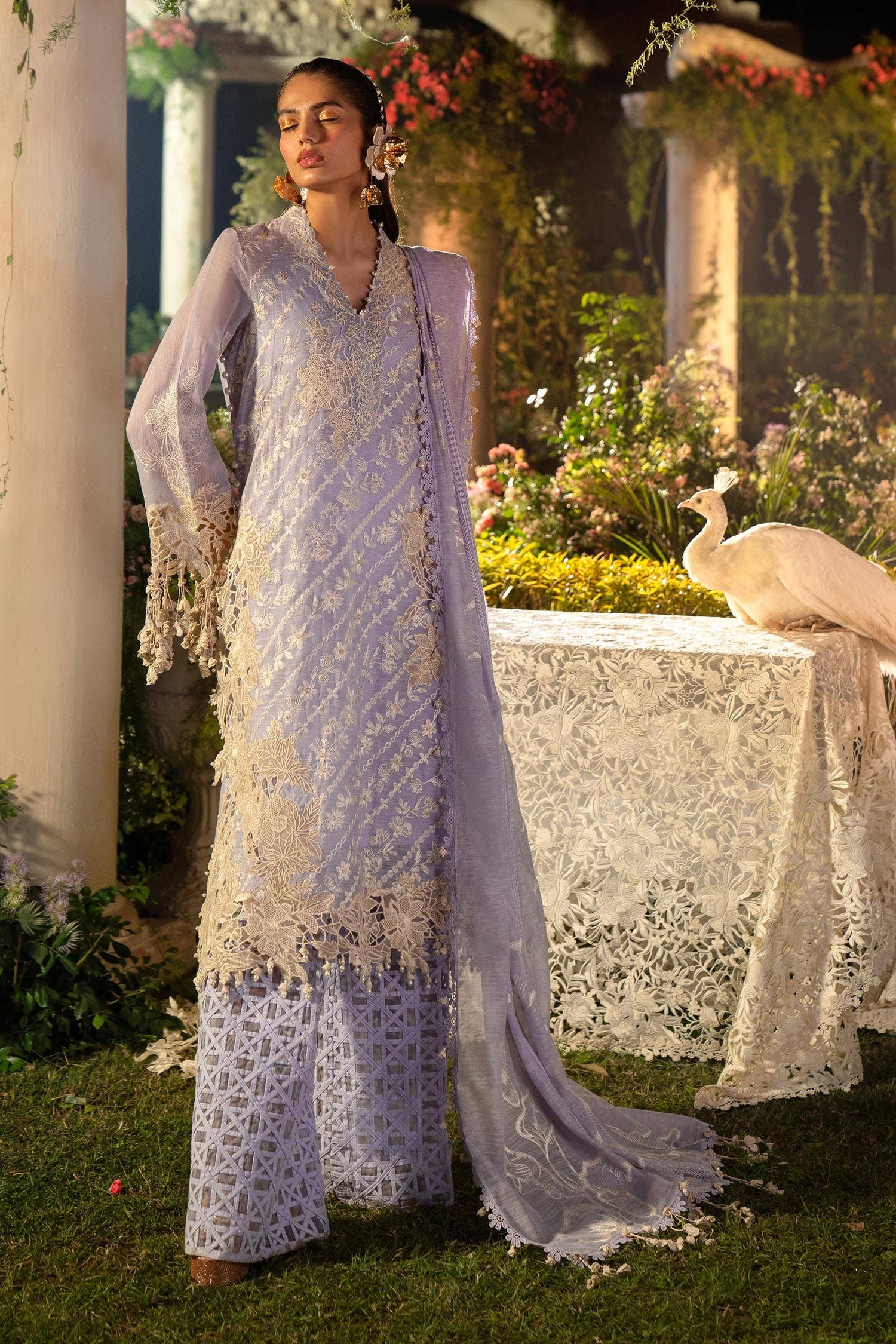 Sana Safinaz 3 Piece Custom Stitched Suit - Purple - LB286577