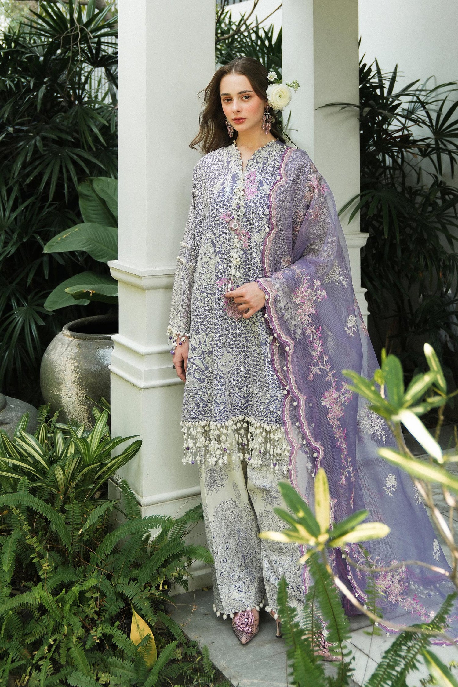 Sana Safinaz 3 Piece Custom Suit - Purple - LB29824