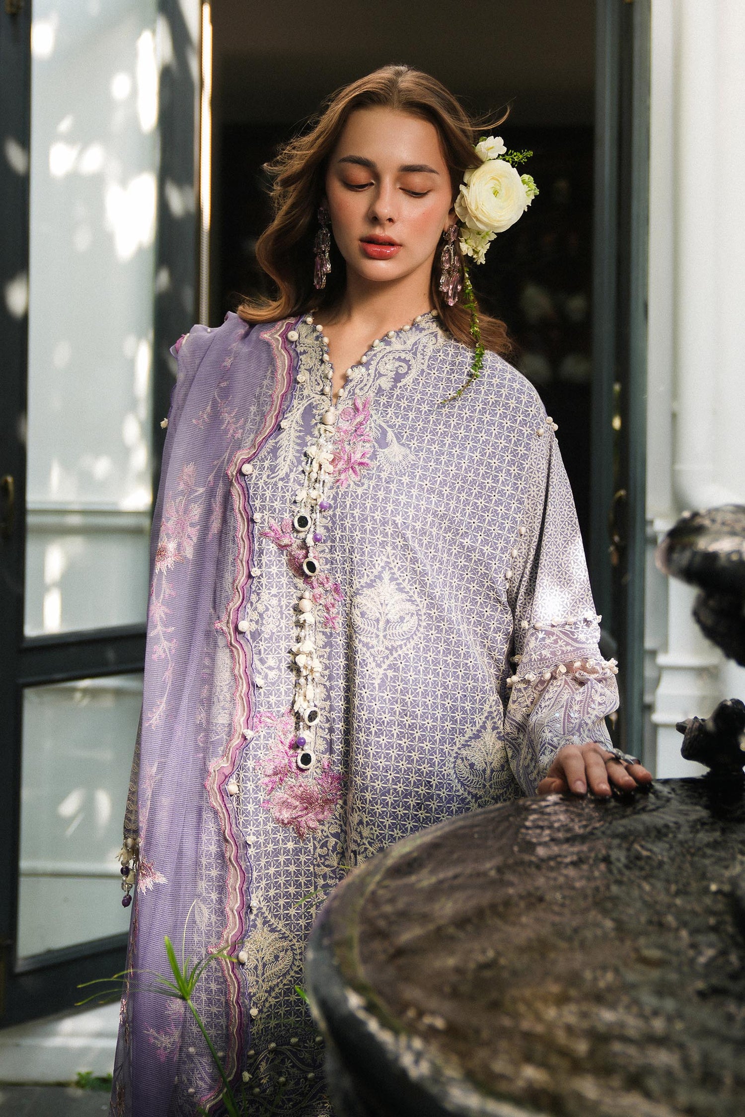 Sana Safinaz 3 Piece Custom Suit - Purple - LB29824