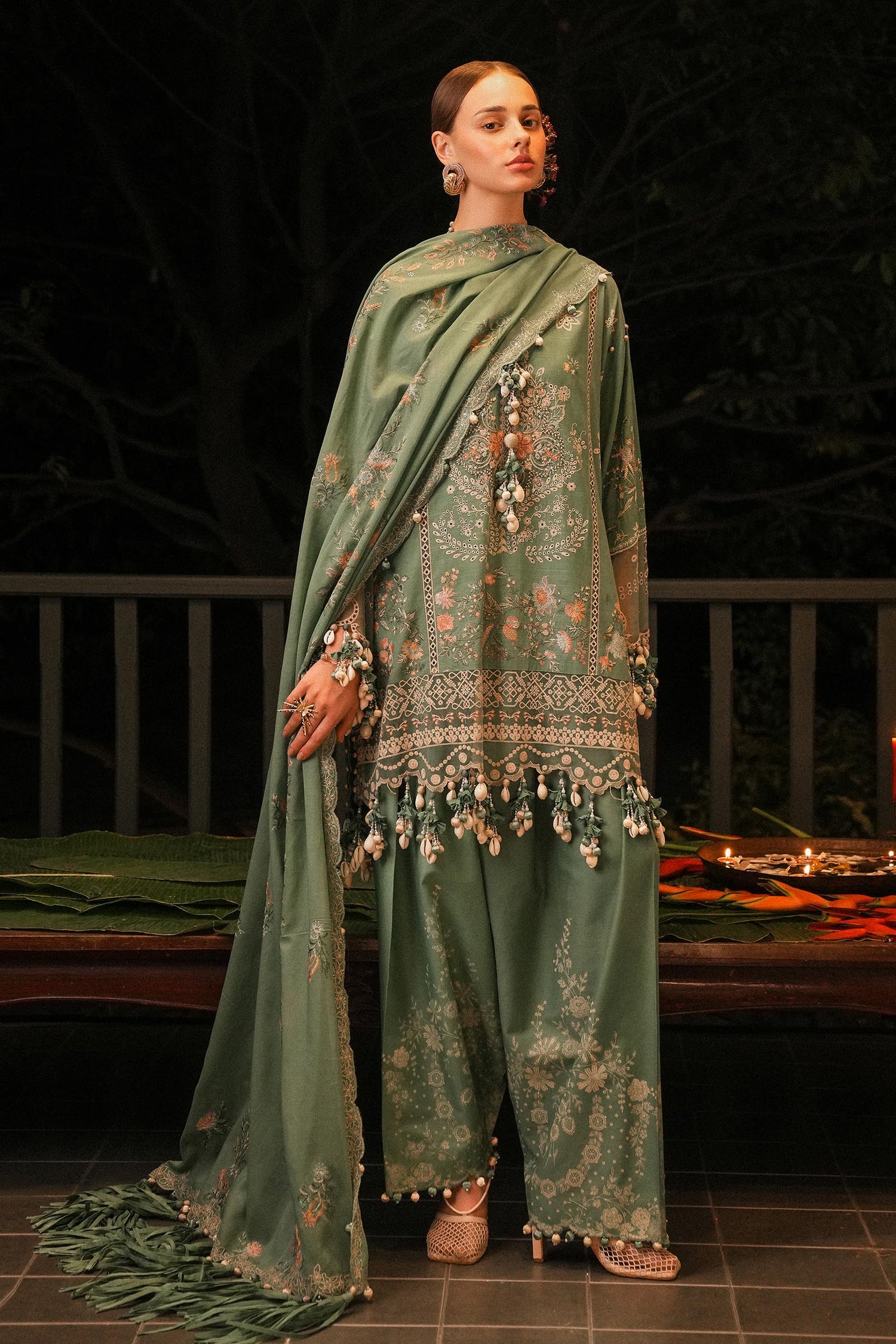 Sana Safinaz 3 Piece Custom Suit - Green - LB29823