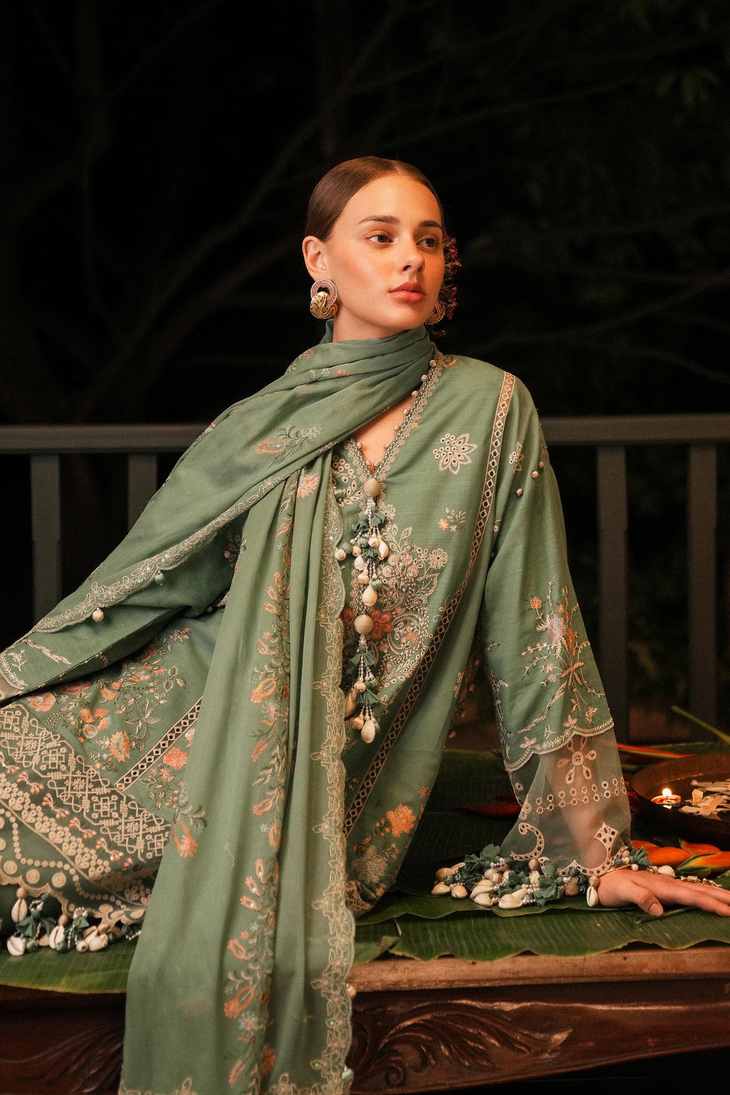 Sana Safinaz 3 Piece Custom Suit - Green - LB29823