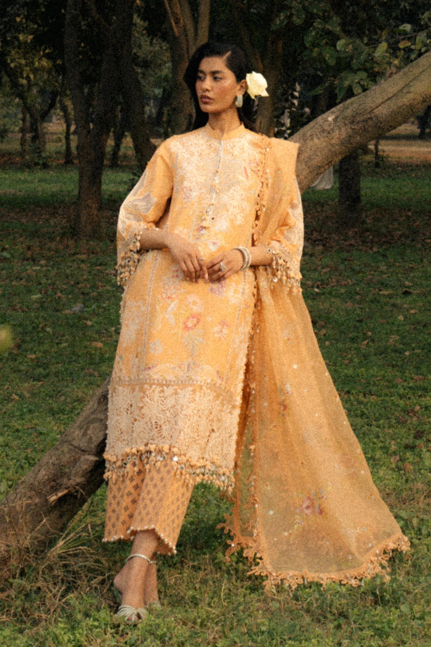 Sana Safinaz 3 Piece Custom Stitched Suit - Peach - LB29571