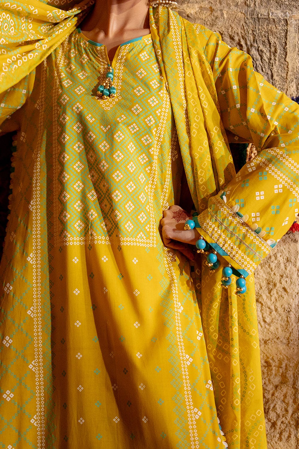 Gul Ahmed 3 Piece Custom Stitched Suit - Yellow - LB29192