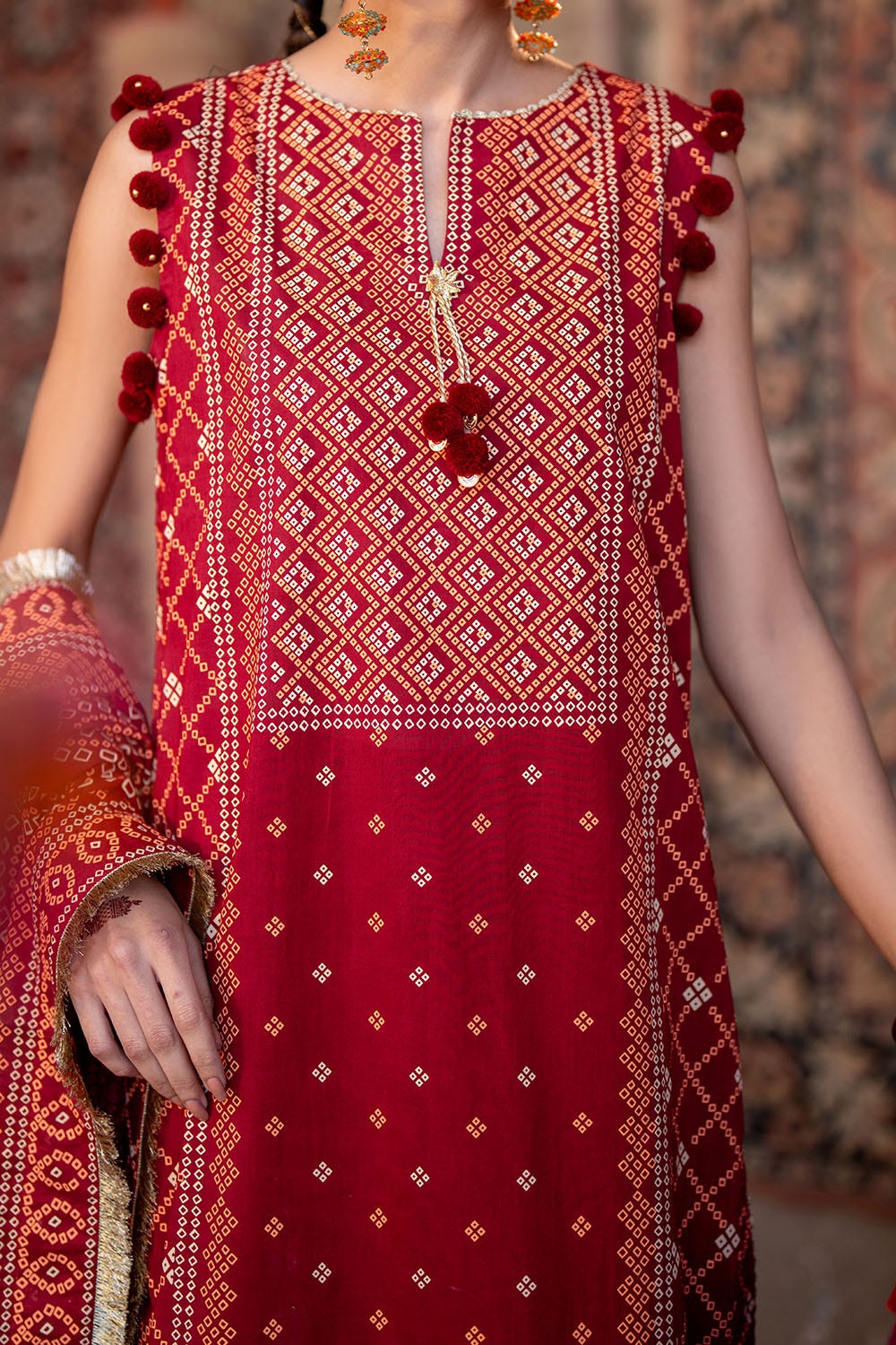 Gul Ahmed 3 Piece Custom Stitched Suit - Red - LB29191