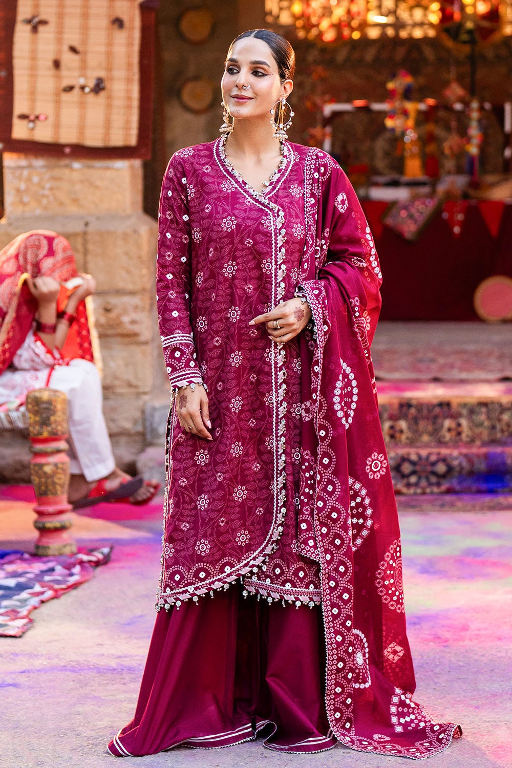 Gul Ahmed 3 Piece Custom Stitched Suit - Red - LB29199